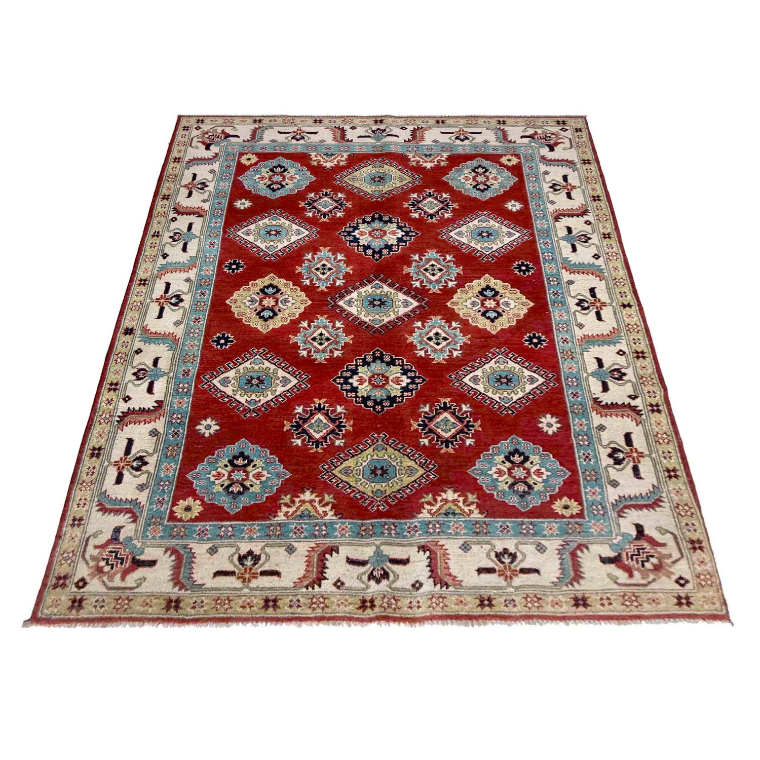 Handmade Kazak Area Rug 5' 0" x 6' 8" ft / 153 x 204 cm - No. R37394