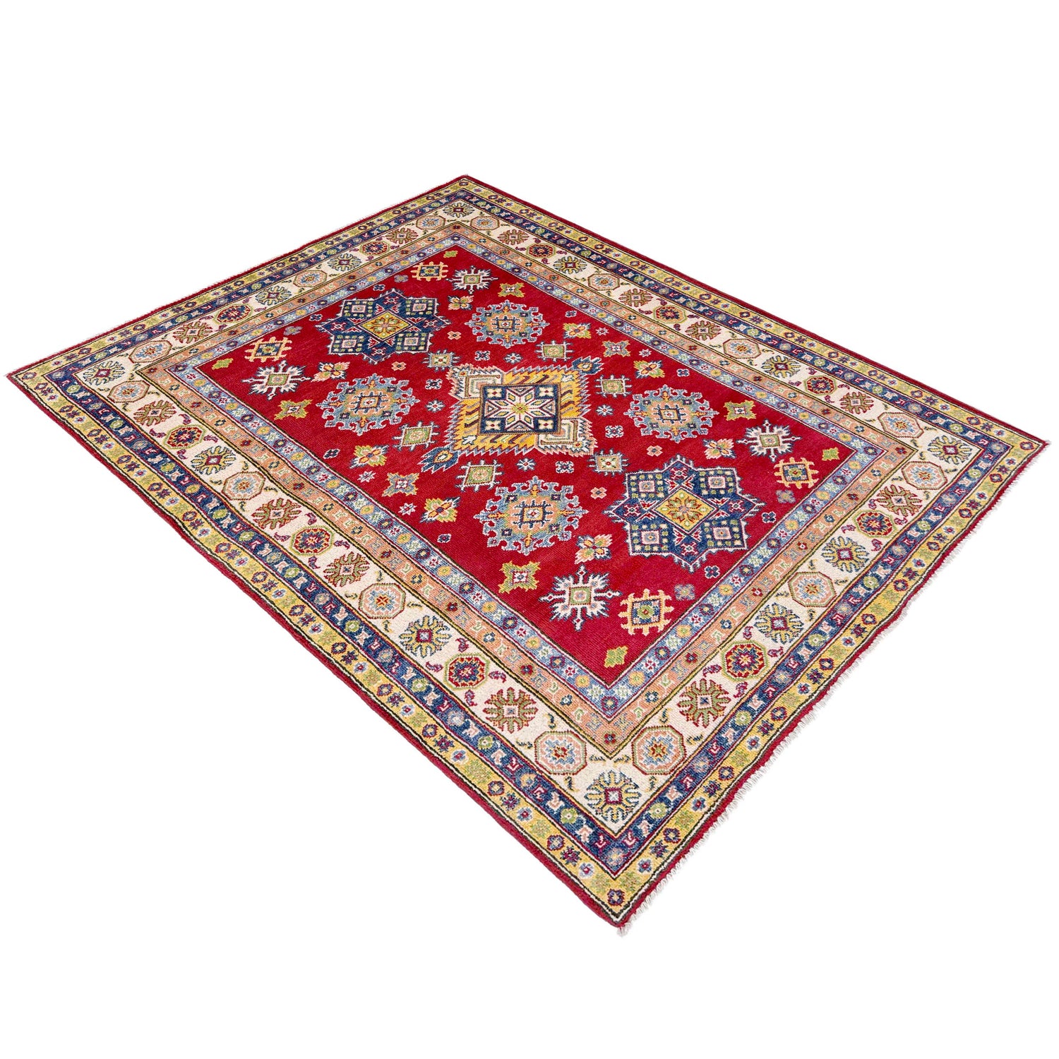 Red Color Kazak Rug 4' 8" x 6' 7" ft / 142 x 201 cm - No. R37398