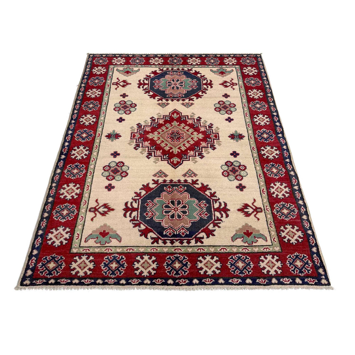 Beige Color Kazak Rug 3' 11" x 5' 8" ft / 120 x 172 cm - No. R37399