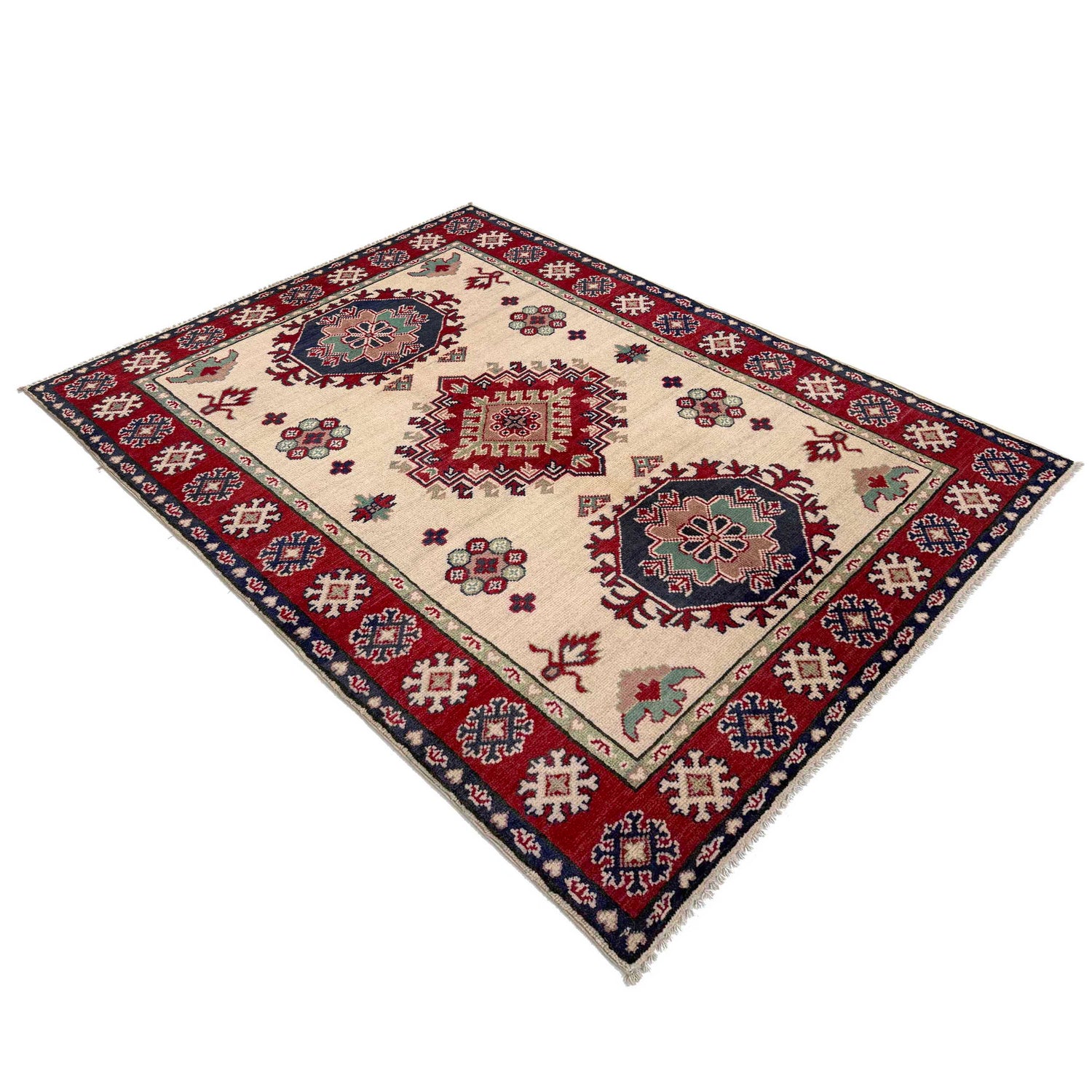 Beige Color Kazak Rug 3' 11" x 5' 8" ft / 120 x 172 cm - No. R37399