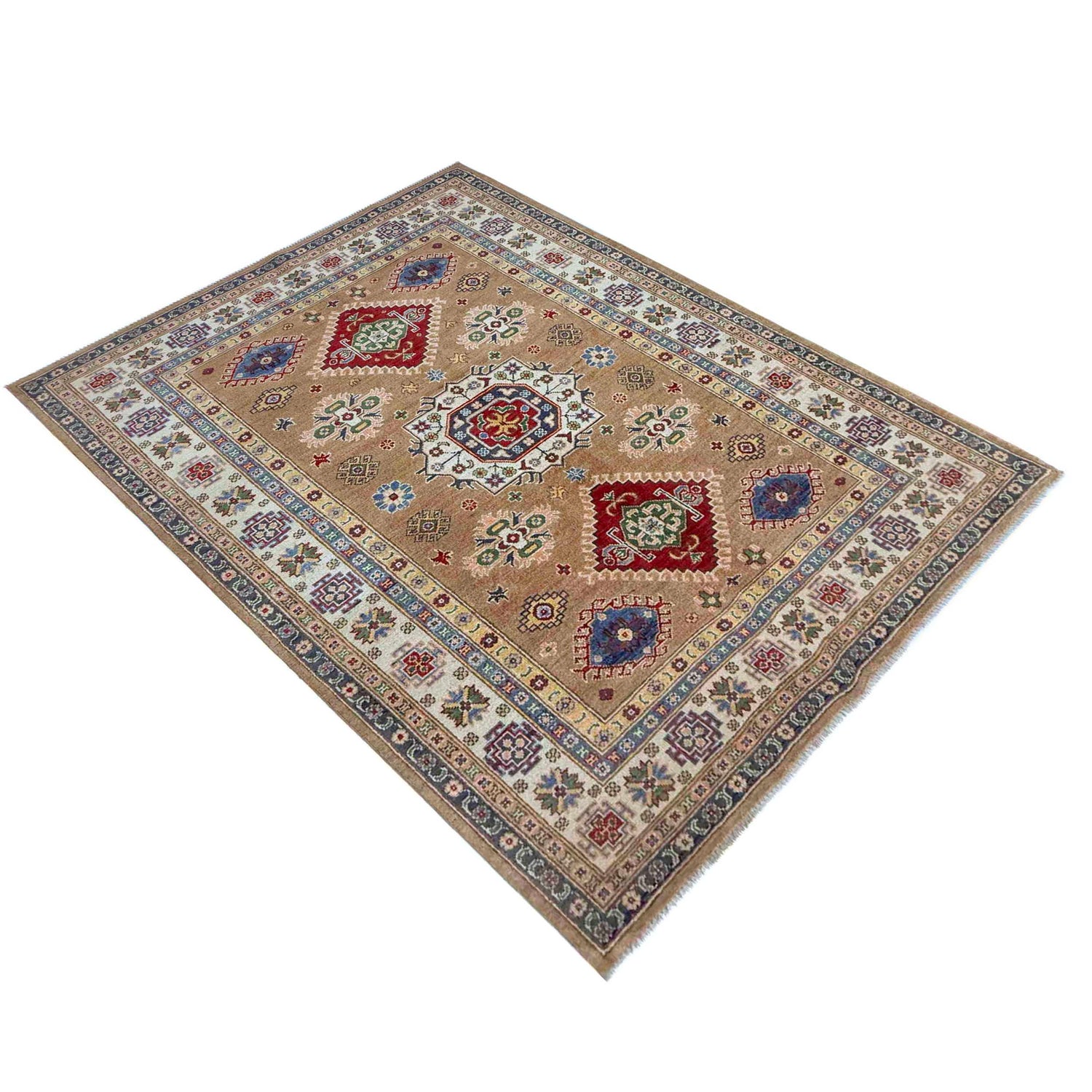 Hand Knotted Kazak Oriental Rug 4' 11" x 7' 1" ft / 150 x 217 cm - No. R37400