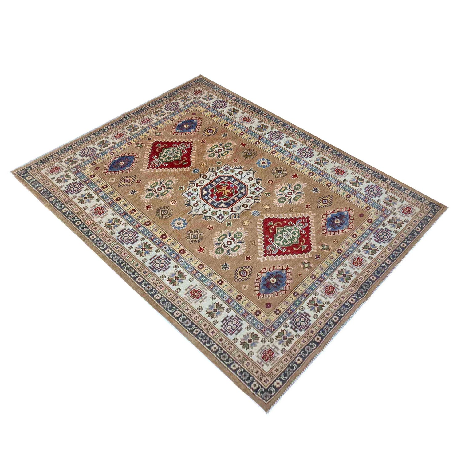 Hand Knotted Kazak Oriental Rug 4' 11" x 7' 1" ft / 150 x 217 cm - No. R37400