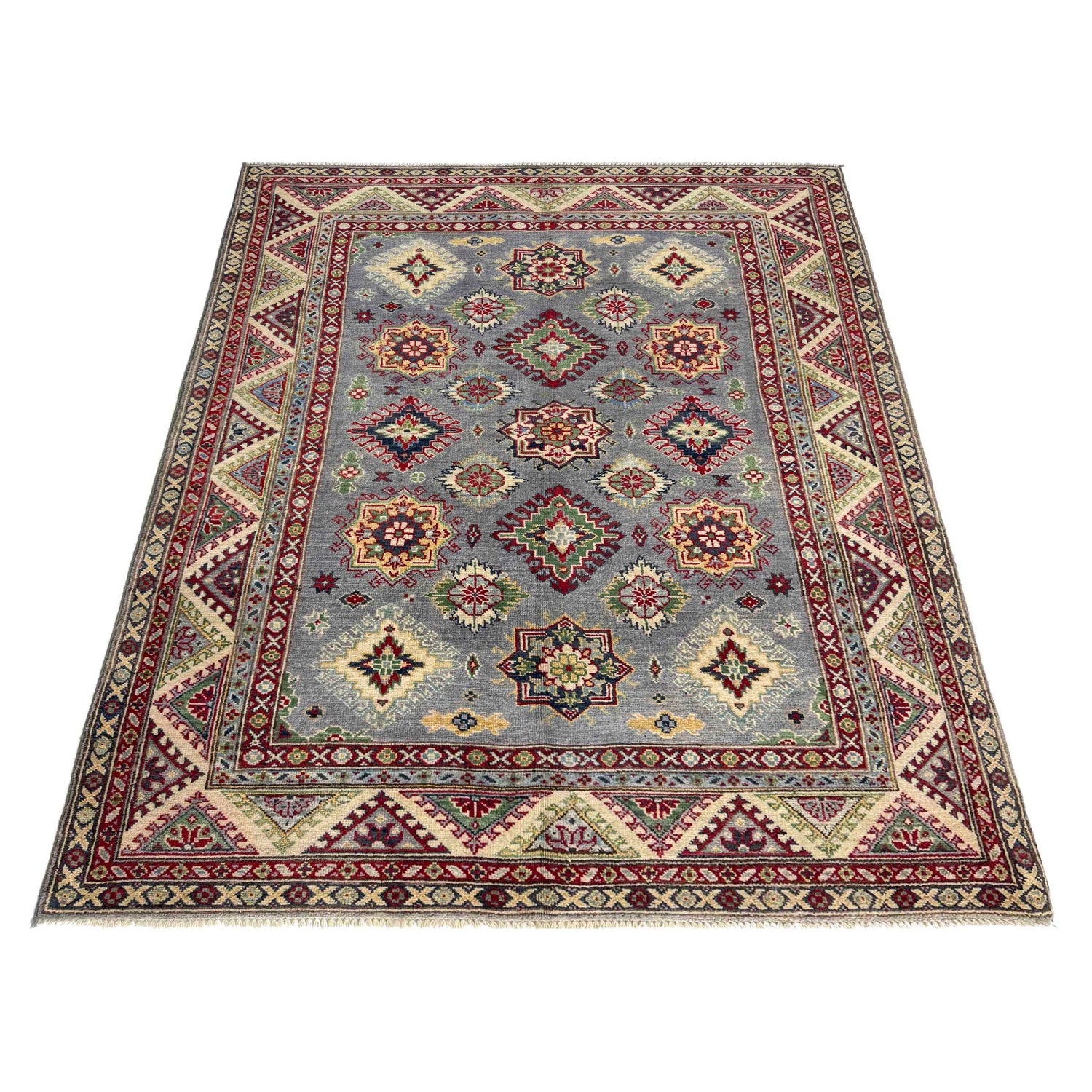 Handmade Kazak Area Rug 4' 9" x 6' 7" ft / 145 x 200 cm - No. R37404