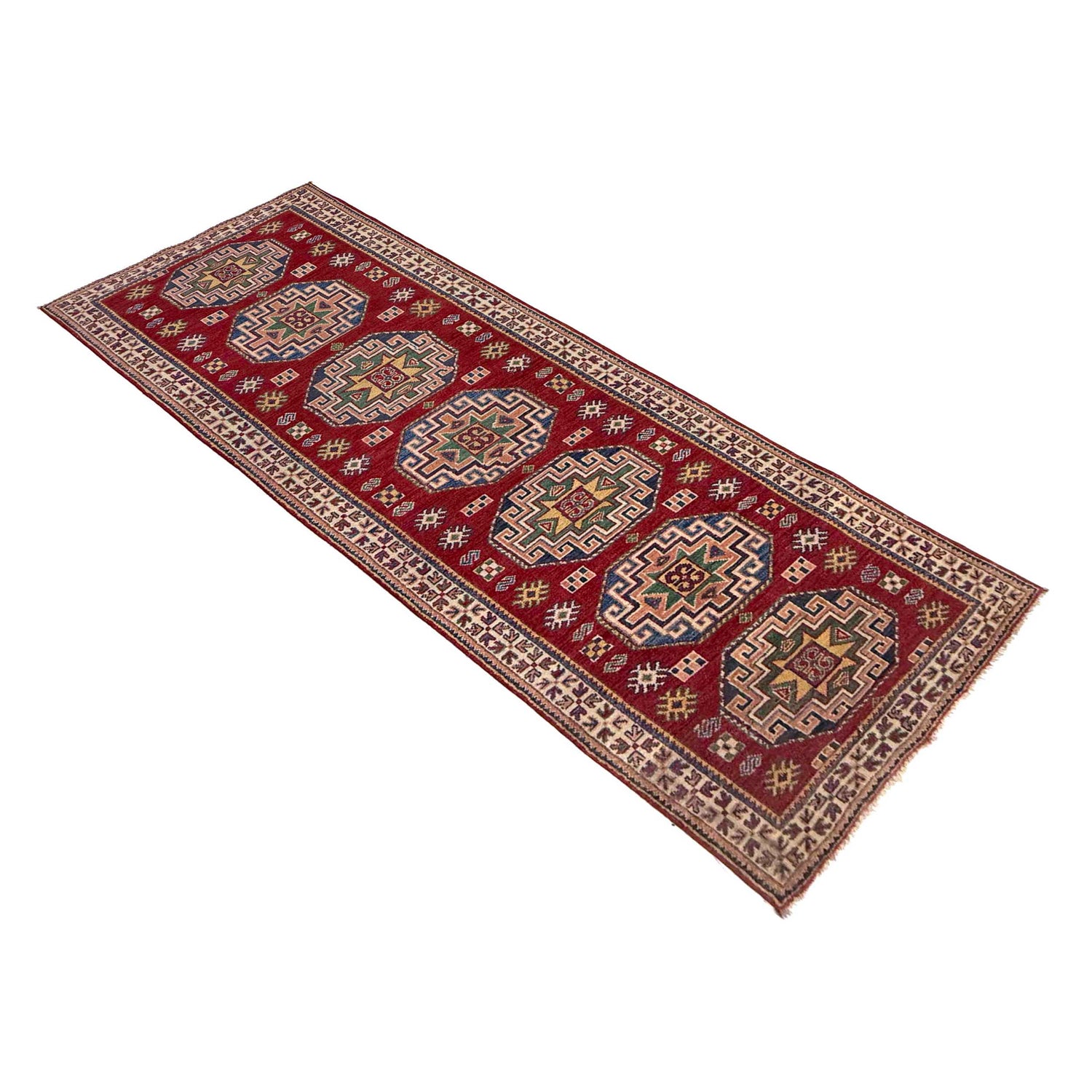 Hand knotted Kazak Runner Carpet 2' 8" x 8' 4" ft / 81 x 253 cm - No. R37406
