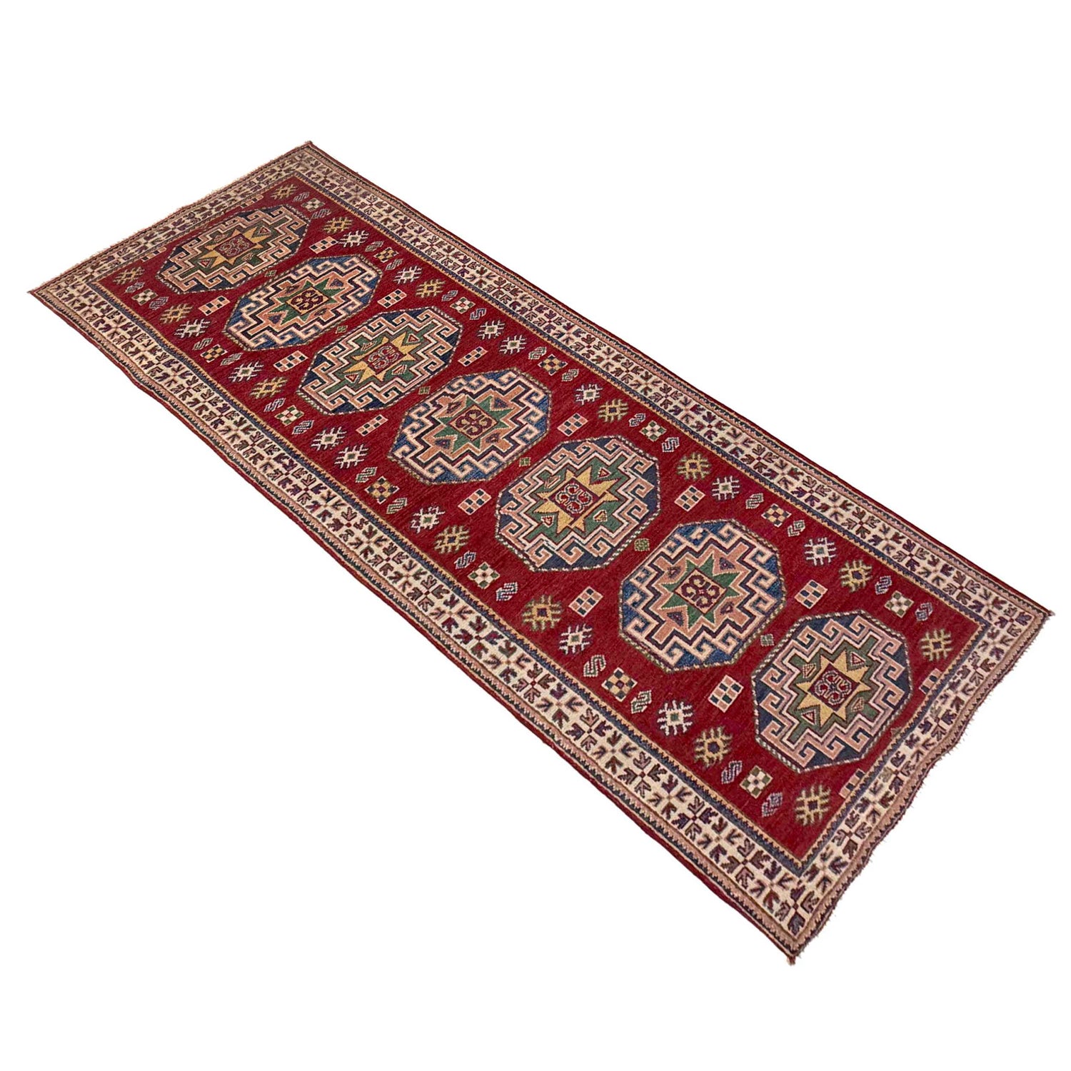 Hand knotted Kazak Runner Carpet 2' 8" x 8' 4" ft / 81 x 253 cm - No. R37406