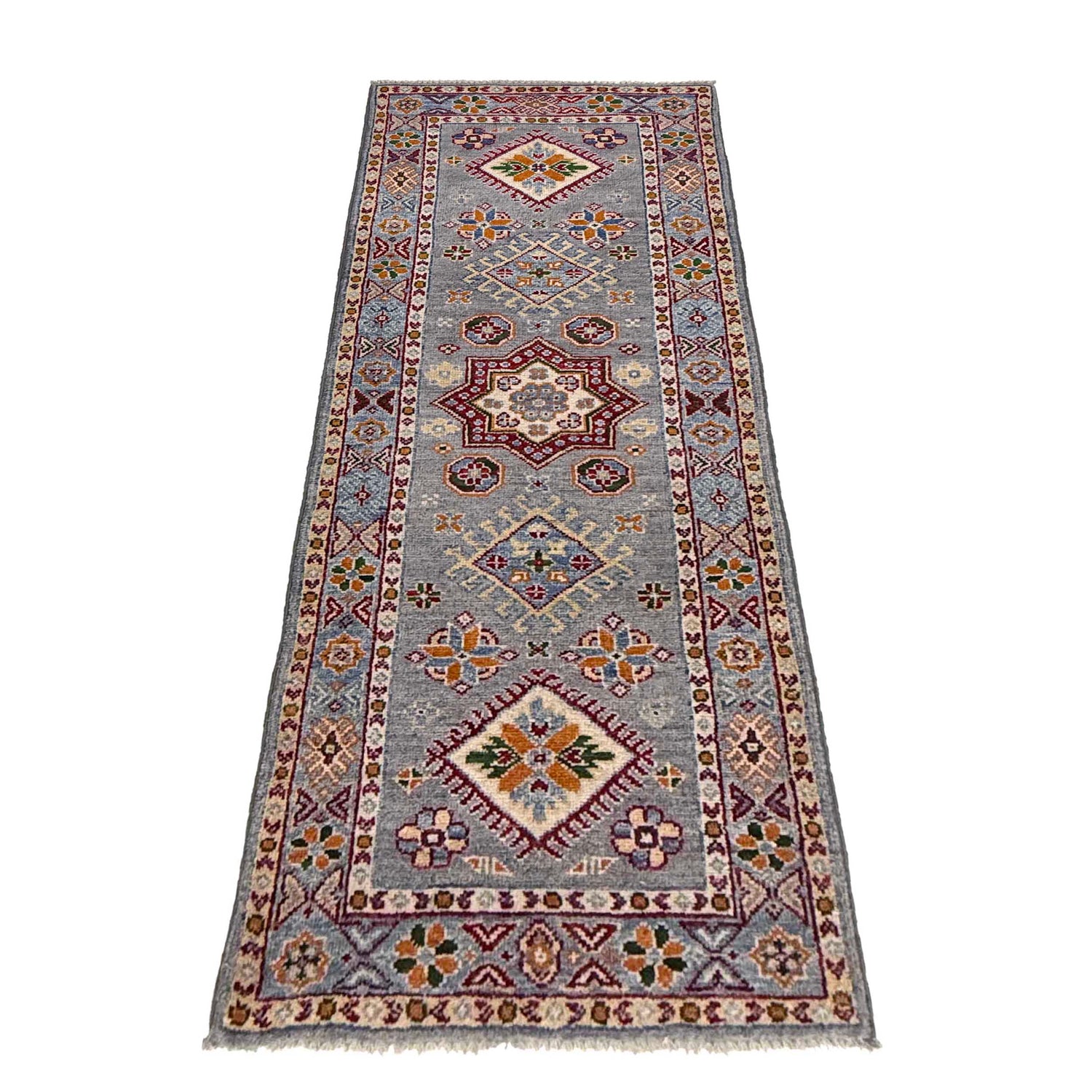 Hand knotted Kazak Runner Rugs 1' 10" x 5' 9" ft / 57 x 175 cm - No. R37409