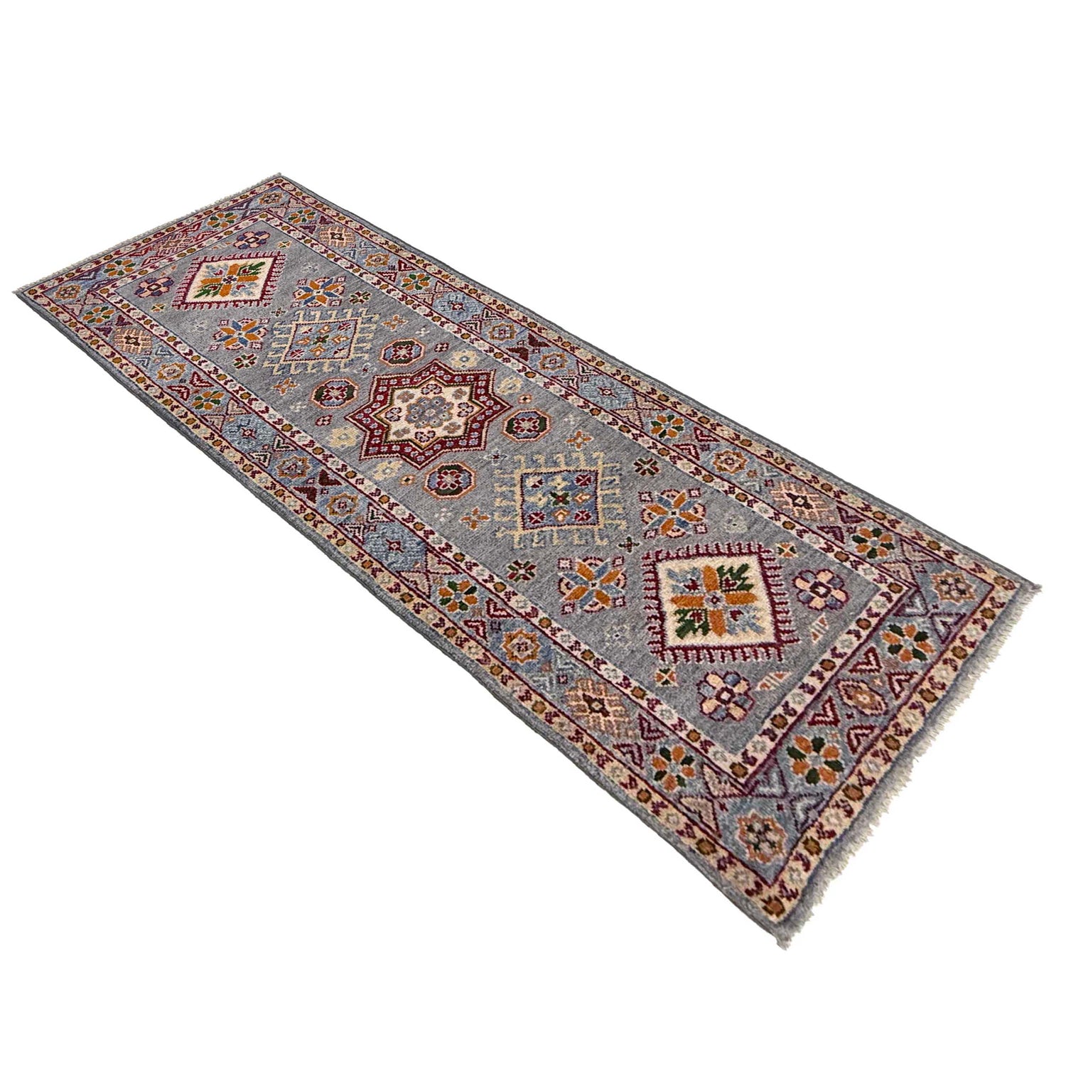 Hand knotted Kazak Runner Rugs 1' 10" x 5' 9" ft / 57 x 175 cm - No. R37409
