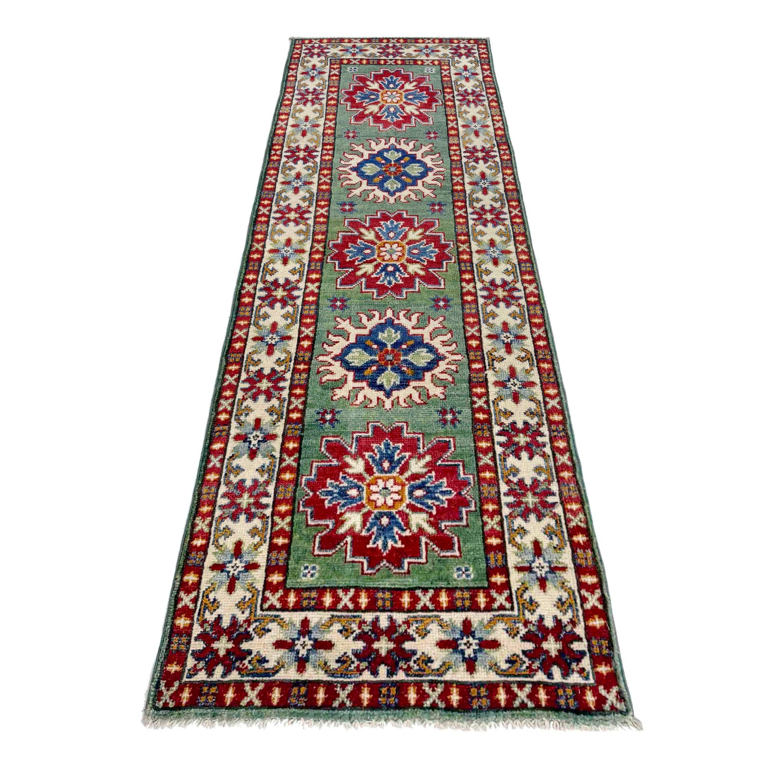Hand Knotted Kazak Oriental Runner Rug 2' 0" x 6' 1" ft / 61 x 185 cm - No. R37412