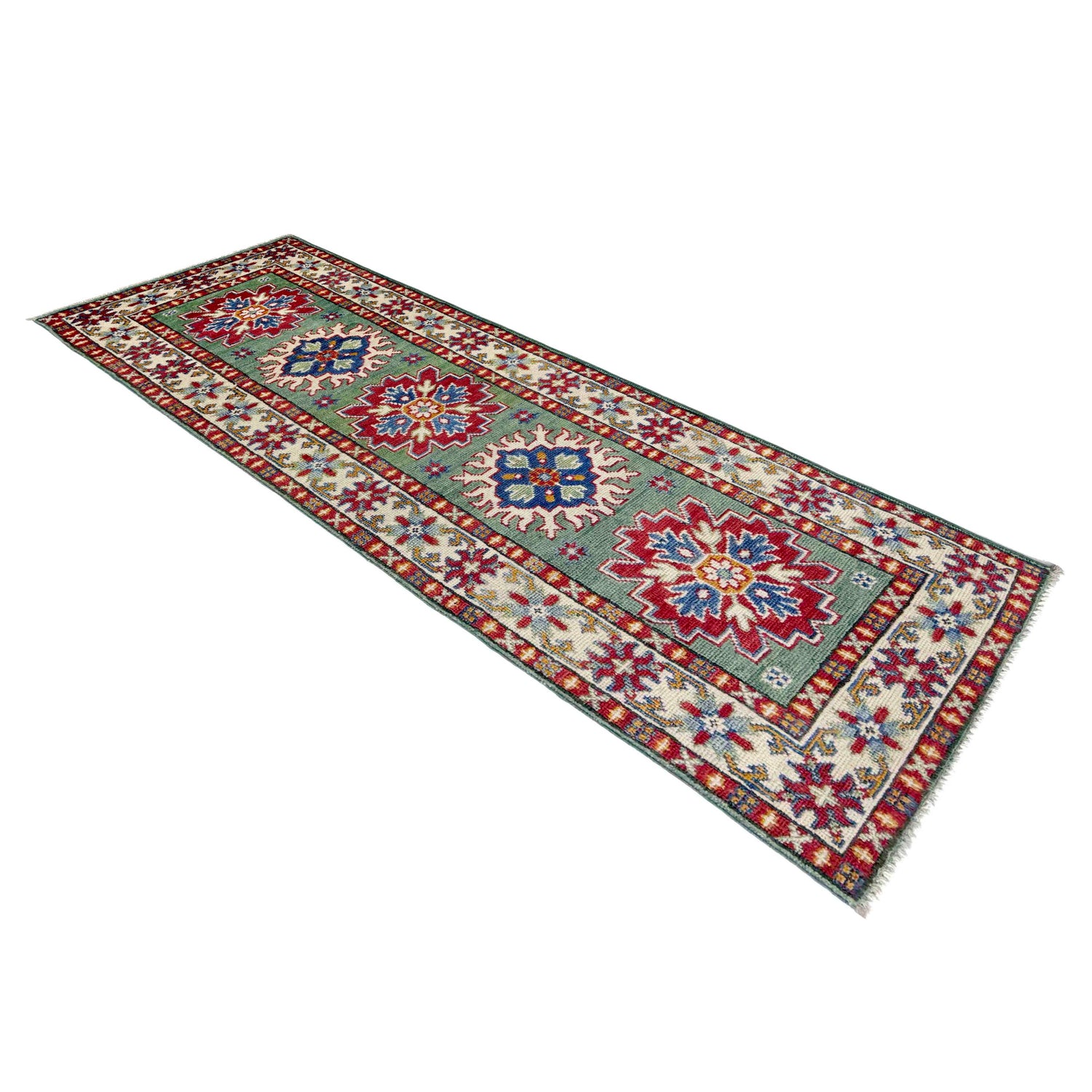 Hand Knotted Kazak Oriental Runner Rug 2' 0" x 6' 1" ft / 61 x 185 cm - No. R37412