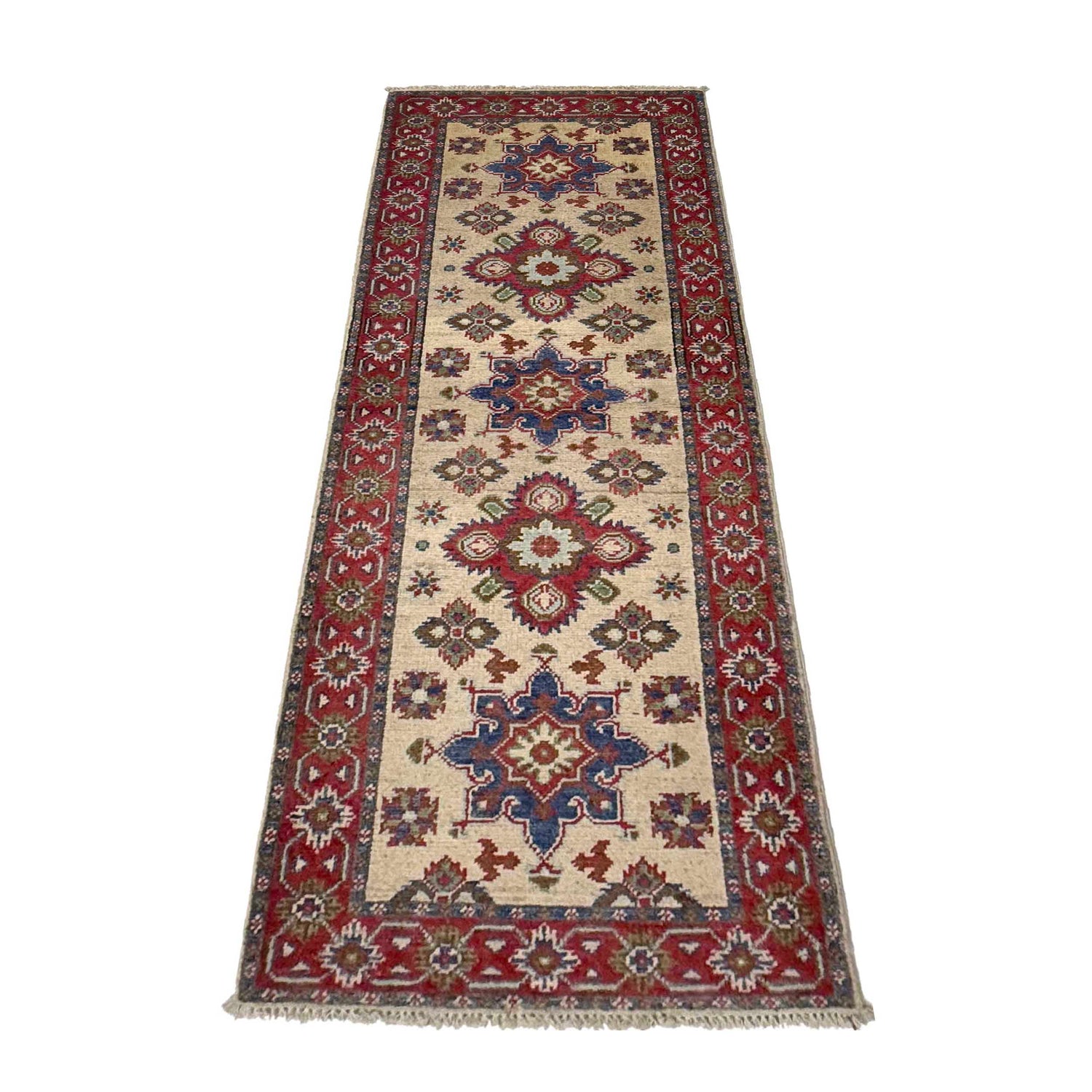 Hand knotted Kazak Runner Carpet 2' 1" x 5' 9" ft / 63 x 176 cm - No. R37414