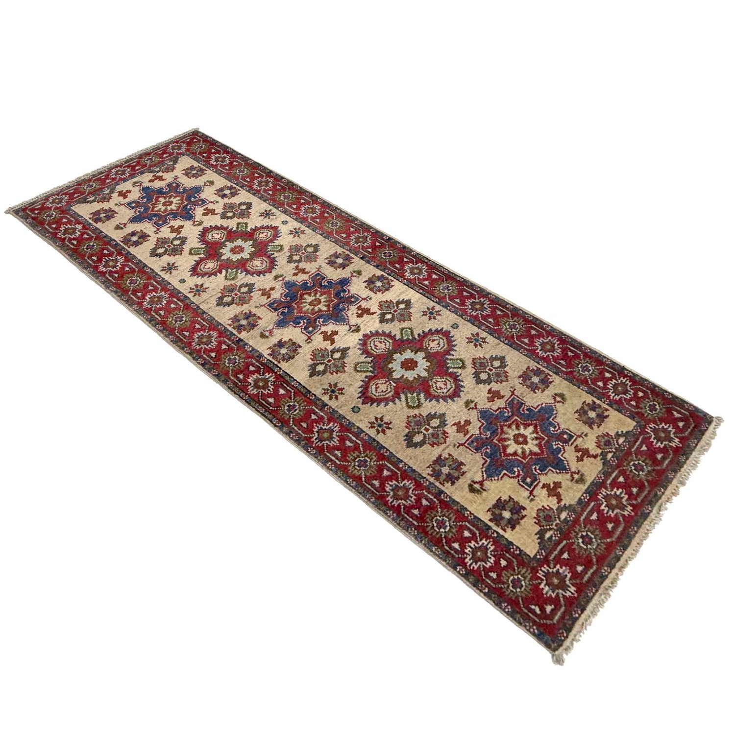 Hand knotted Kazak Runner Carpet 2' 1" x 5' 9" ft / 63 x 176 cm - No. R37414