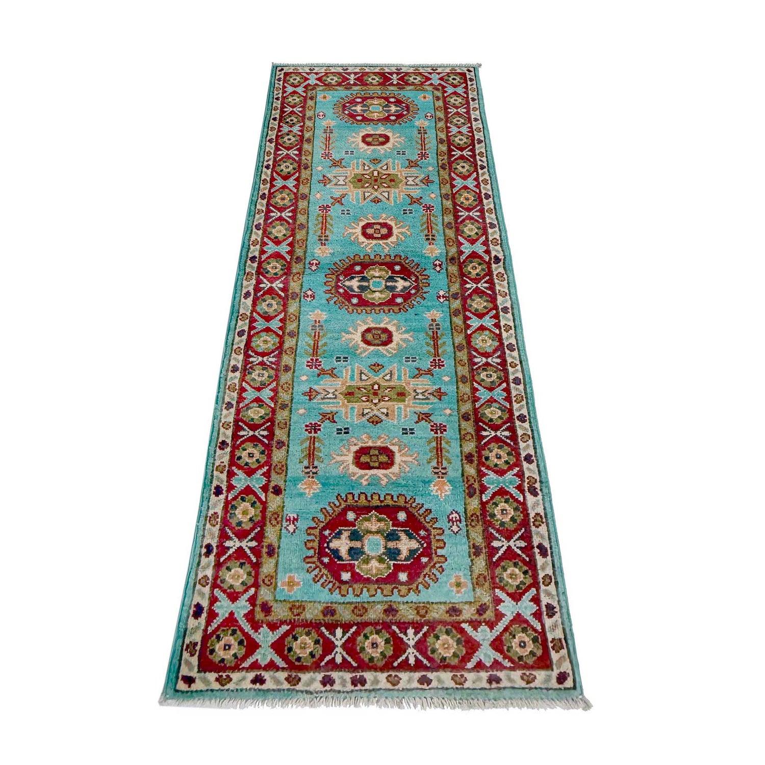 Blue Color Kazak Runner Rug 1' 10" x 5' 7" ft / 57 x 171 cm - No. R37419