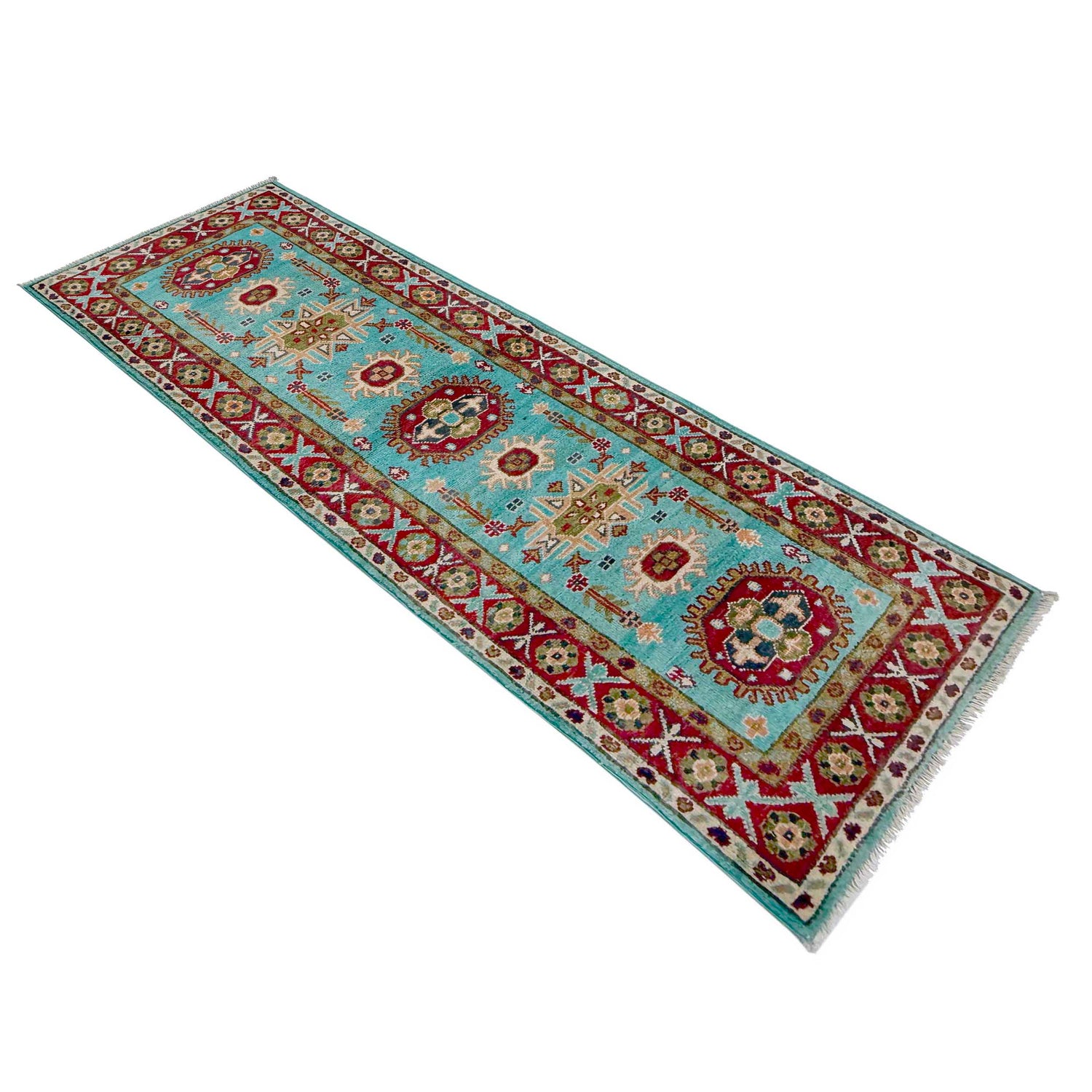 Blue Color Kazak Runner Rug 1' 10" x 5' 7" ft / 57 x 171 cm - No. R37419