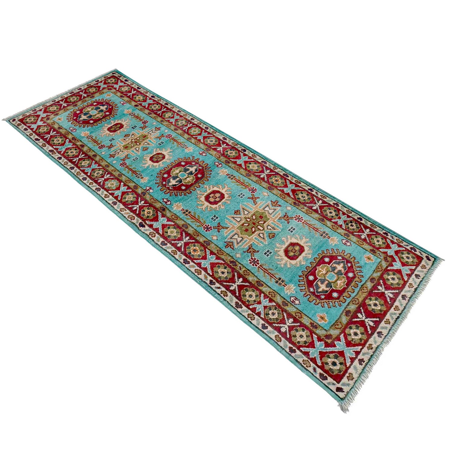 Blue Color Kazak Runner Rug 1' 10" x 5' 7" ft / 57 x 171 cm - No. R37419