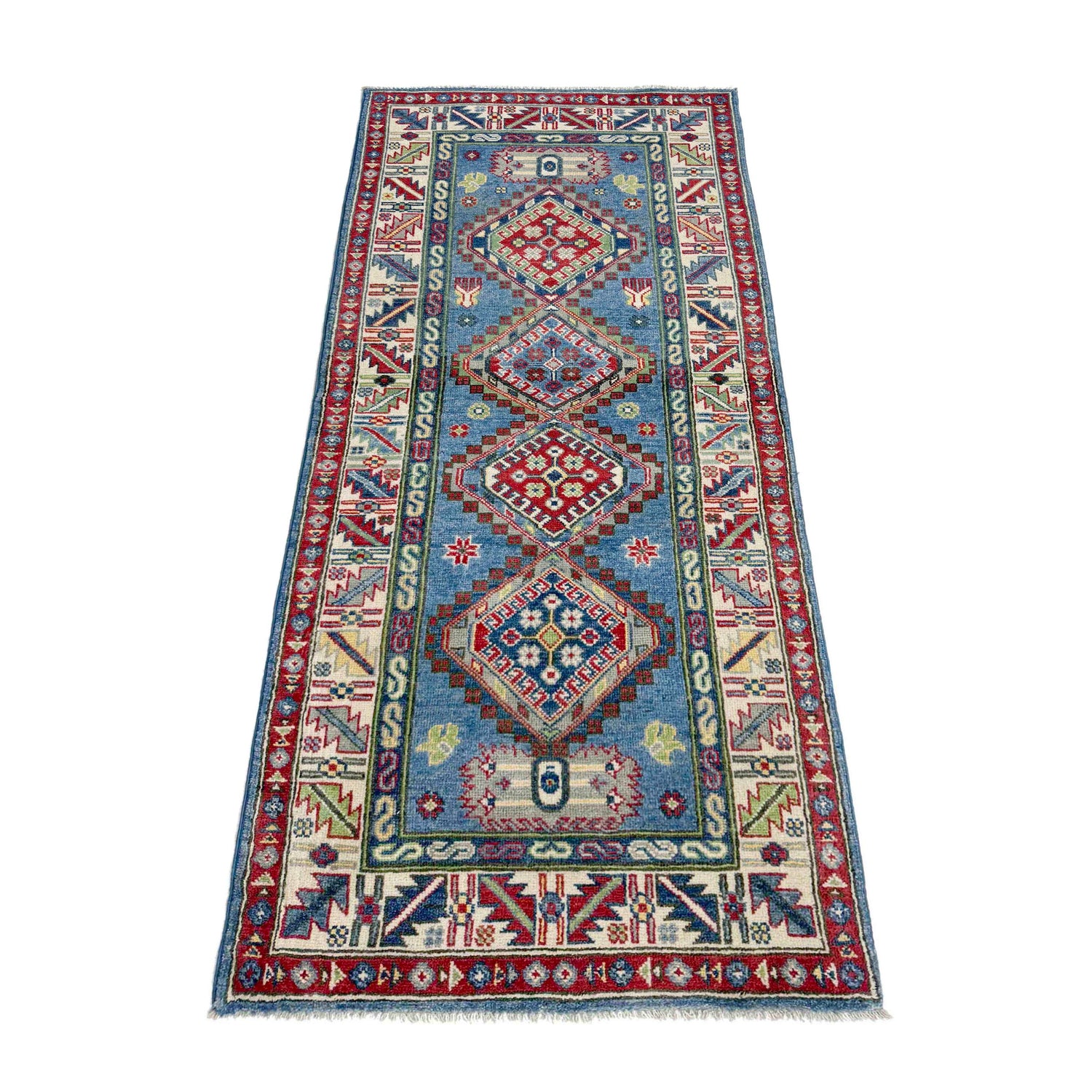 Hand knotted Kazak Runner Carpet 2' 7" x 6' 7" ft / 78 x 201 cm - No. R37421