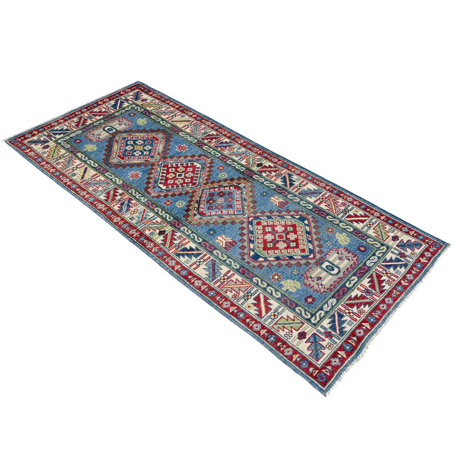 Hand knotted Kazak Runner Carpet 2' 7" x 6' 7" ft / 78 x 201 cm - No. R37421