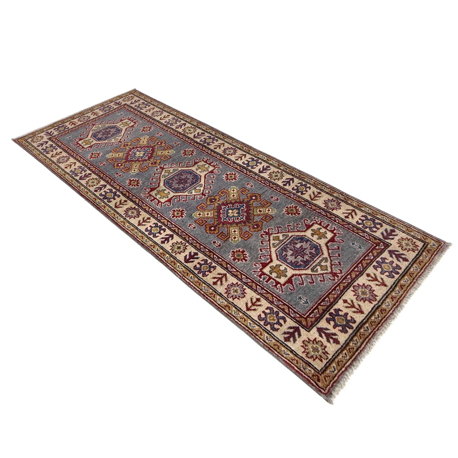 Hand Knotted Kazak Oriental Runner Rug 2' 6" x 6' 4" ft / 76 x 193 cm - No. R37424