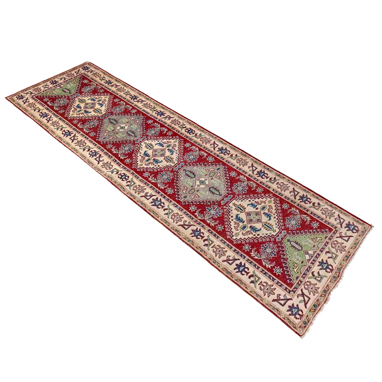 Handmade Kazak Area Runner Rug 2' 6" x 9' 7" ft / 77 x 293 cm - No. R37427