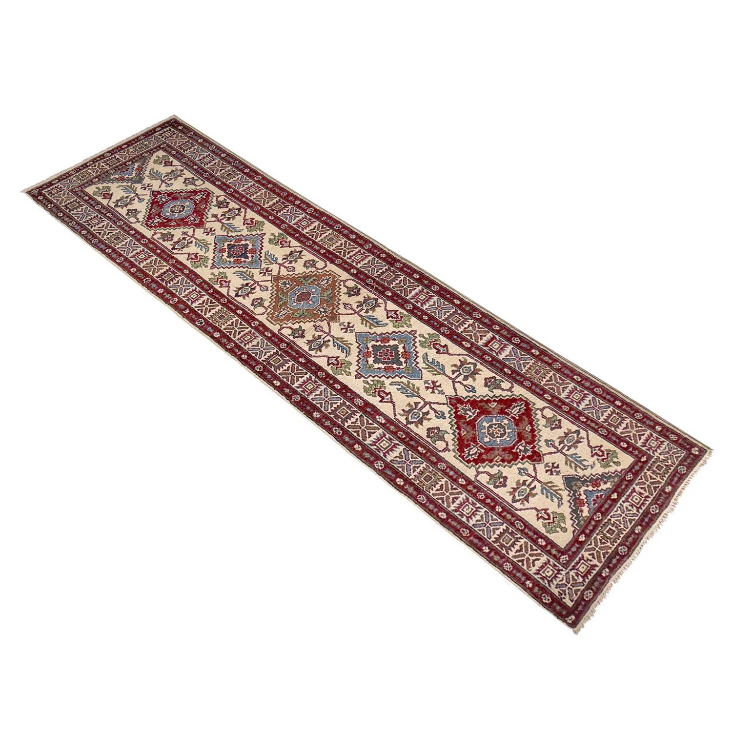 Hand Knotted Kazak Oriental Runner Rug 2' 5" x 9' 9" ft / 74 x 297 cm - No. R37428