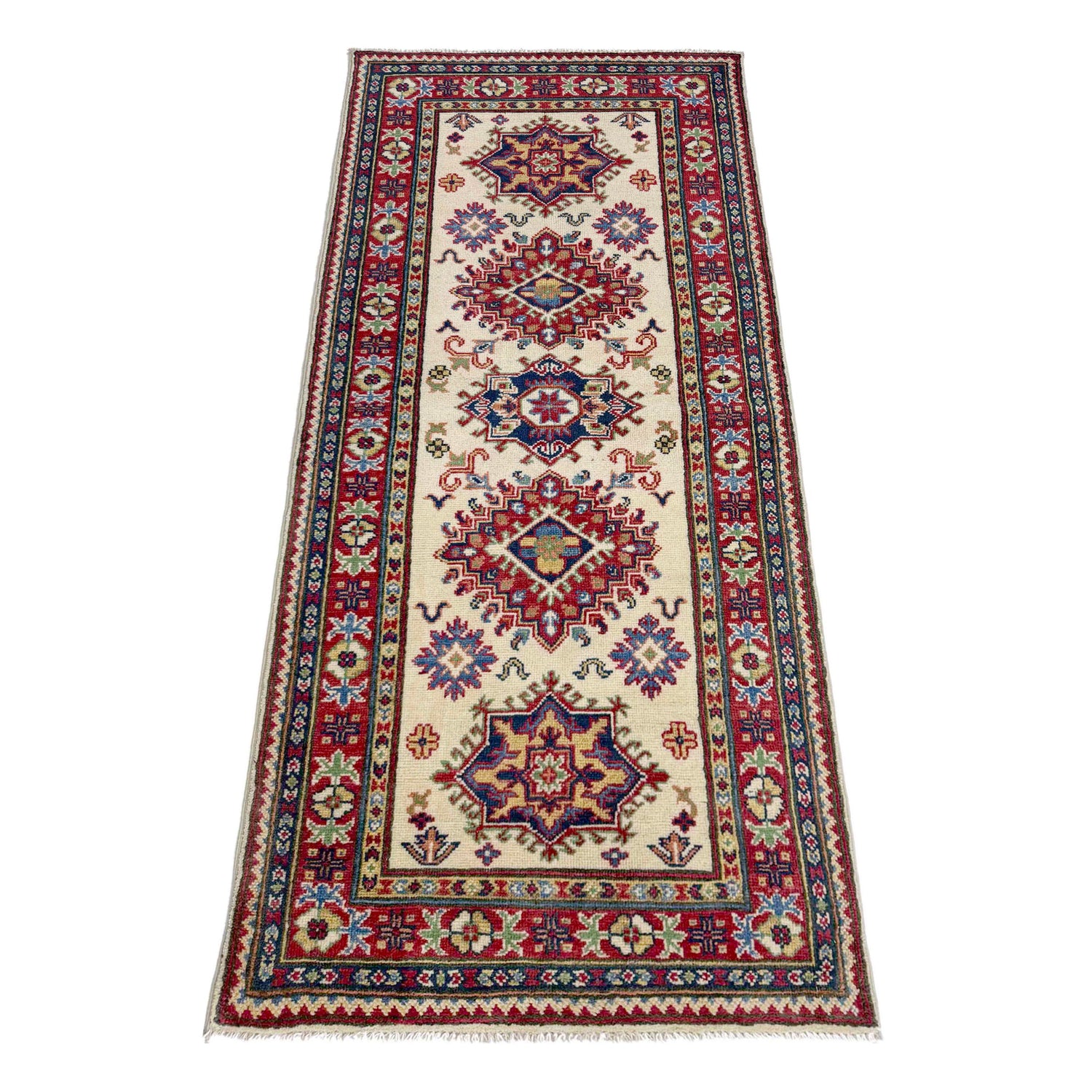 Handmade Kazak Area Runner Rug 2' 7" x 6' 9" ft / 80 x 205 cm - No. R37430