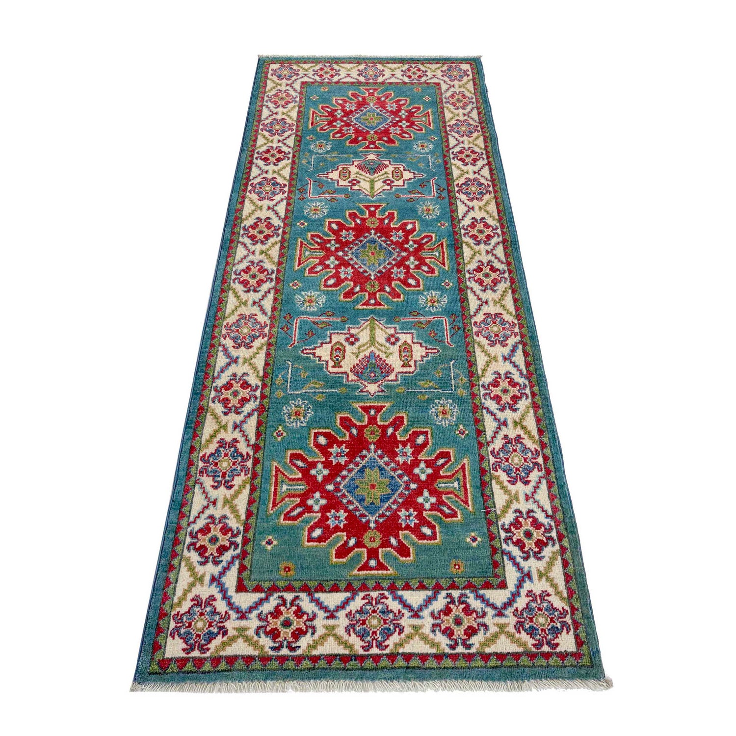 Hand Knotted Kazak Oriental Runner Rug 2' 7" x 6' 2" ft / 79 x 187 cm - No. R37441