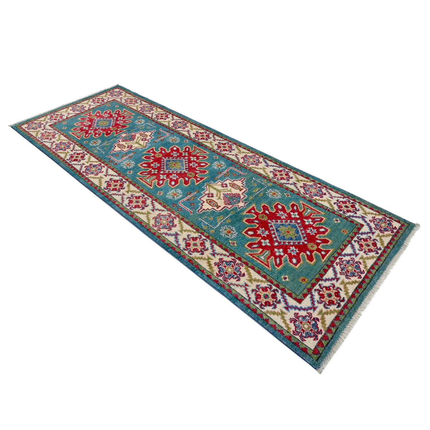 Hand Knotted Kazak Oriental Runner Rug 2' 7" x 6' 2" ft / 79 x 187 cm - No. R37441