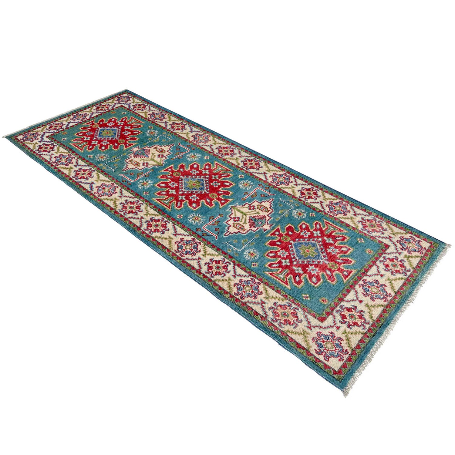 Hand Knotted Kazak Oriental Runner Rug 2' 7" x 6' 2" ft / 79 x 187 cm - No. R37441