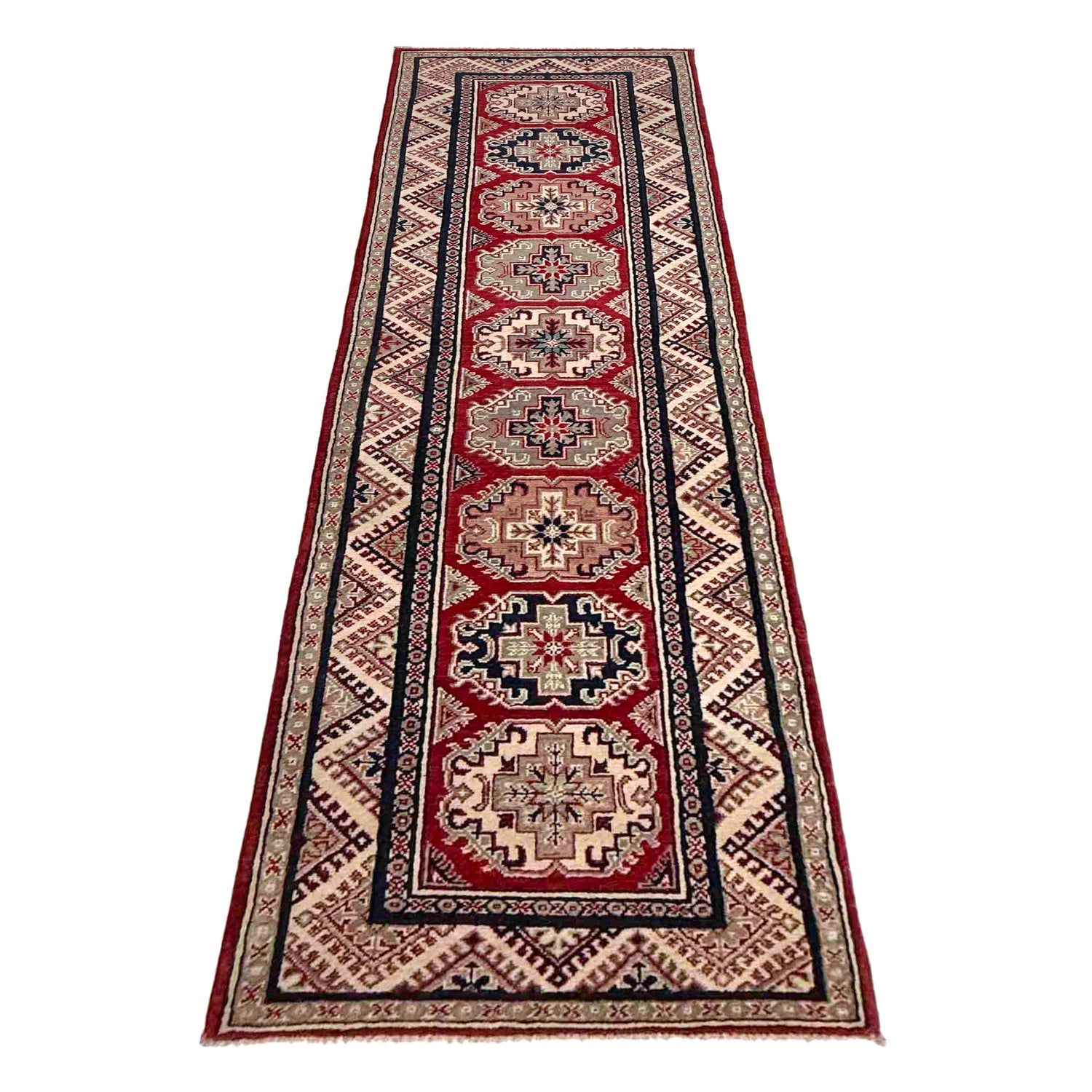 Red Color Kazak Runner Rug 2' 7" x 10' 0" ft / 79 x 304 cm - No. R37442