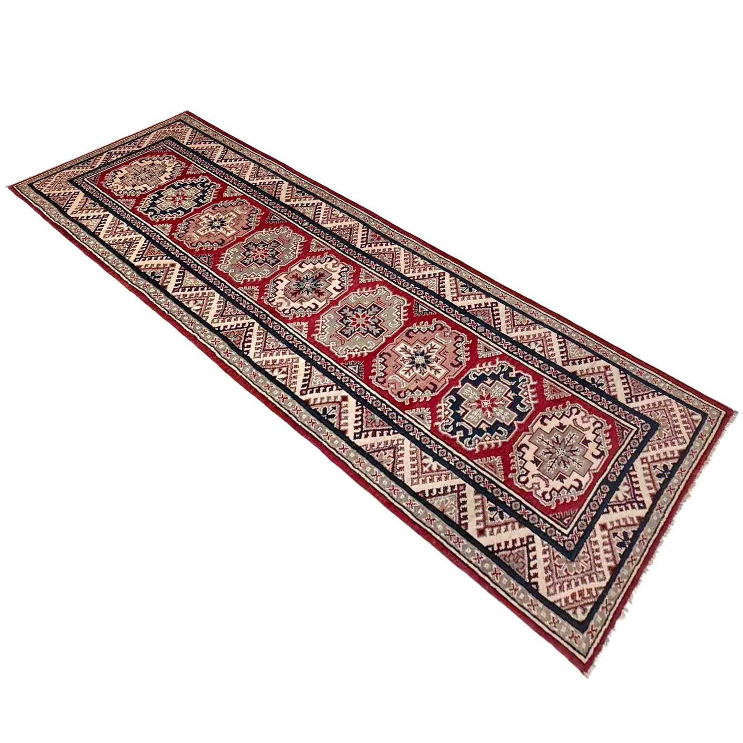 Red Color Kazak Runner Rug 2' 7" x 10' 0" ft / 79 x 304 cm - No. R37442