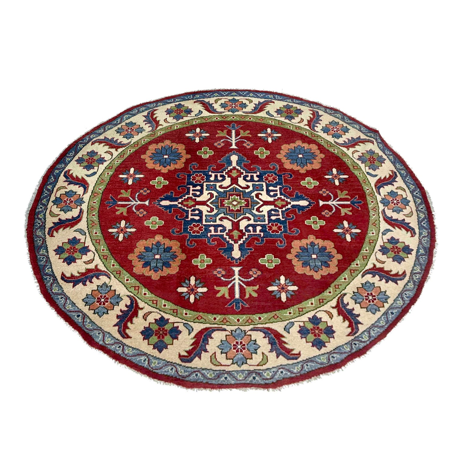 Traditional Kazak Round Area Rug 5' 10" x 5' 10" ft / 178 x 178 cm - No. R37466