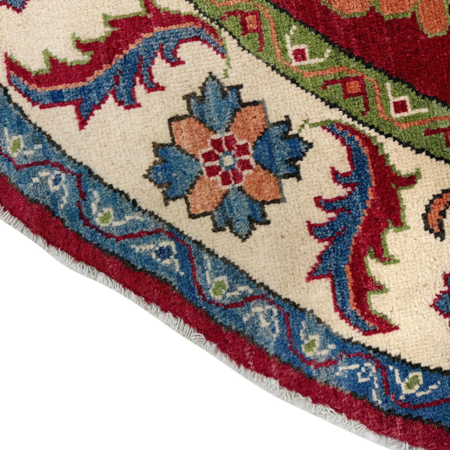 Traditional Kazak Round Area Rug 5' 10" x 5' 10" ft / 178 x 178 cm - No. R37466
