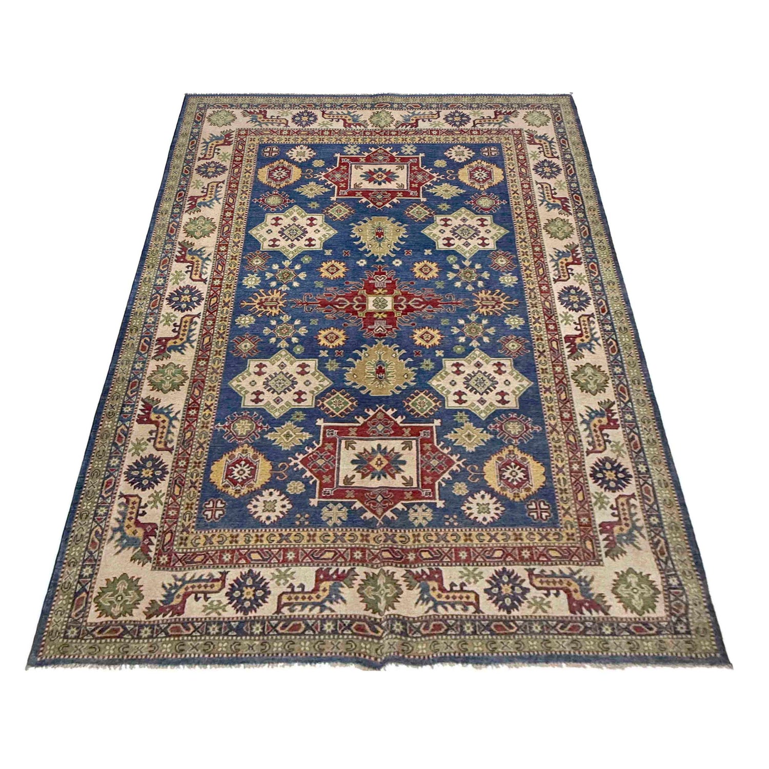 Blue Color Kazak Rug 6' 6" x 10' 4" ft / 198 x 314 cm - No. R37467