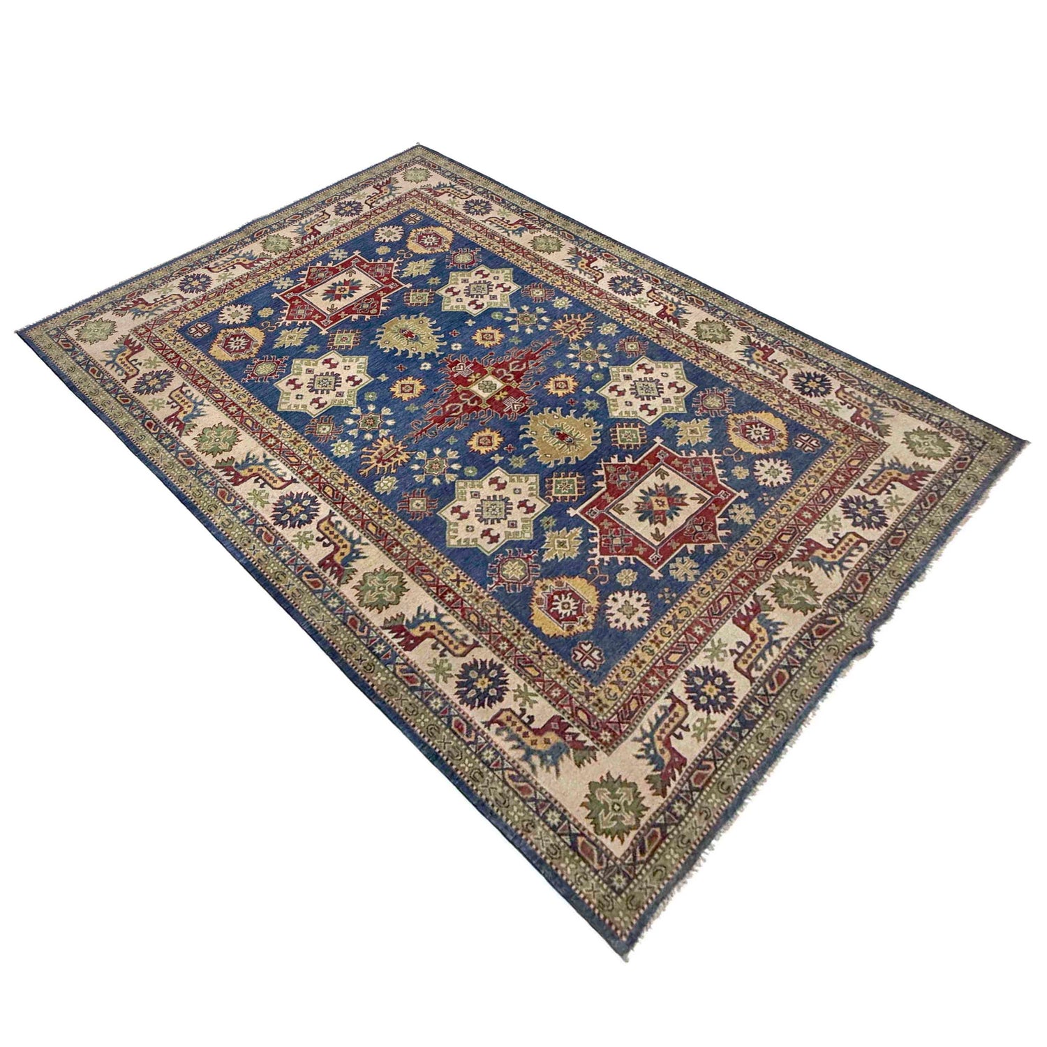 Blue Color Kazak Rug 6' 6" x 10' 4" ft / 198 x 314 cm - No. R37467