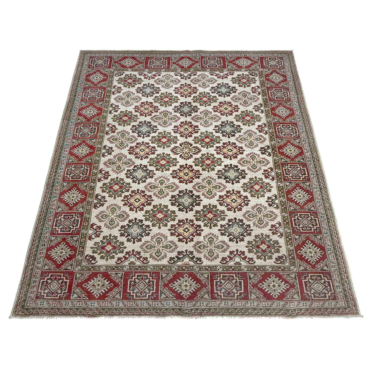 Beige Color Kazak Runner Rug 6' 0" x 9' 1" ft / 184 x 277 cm - No. R37471