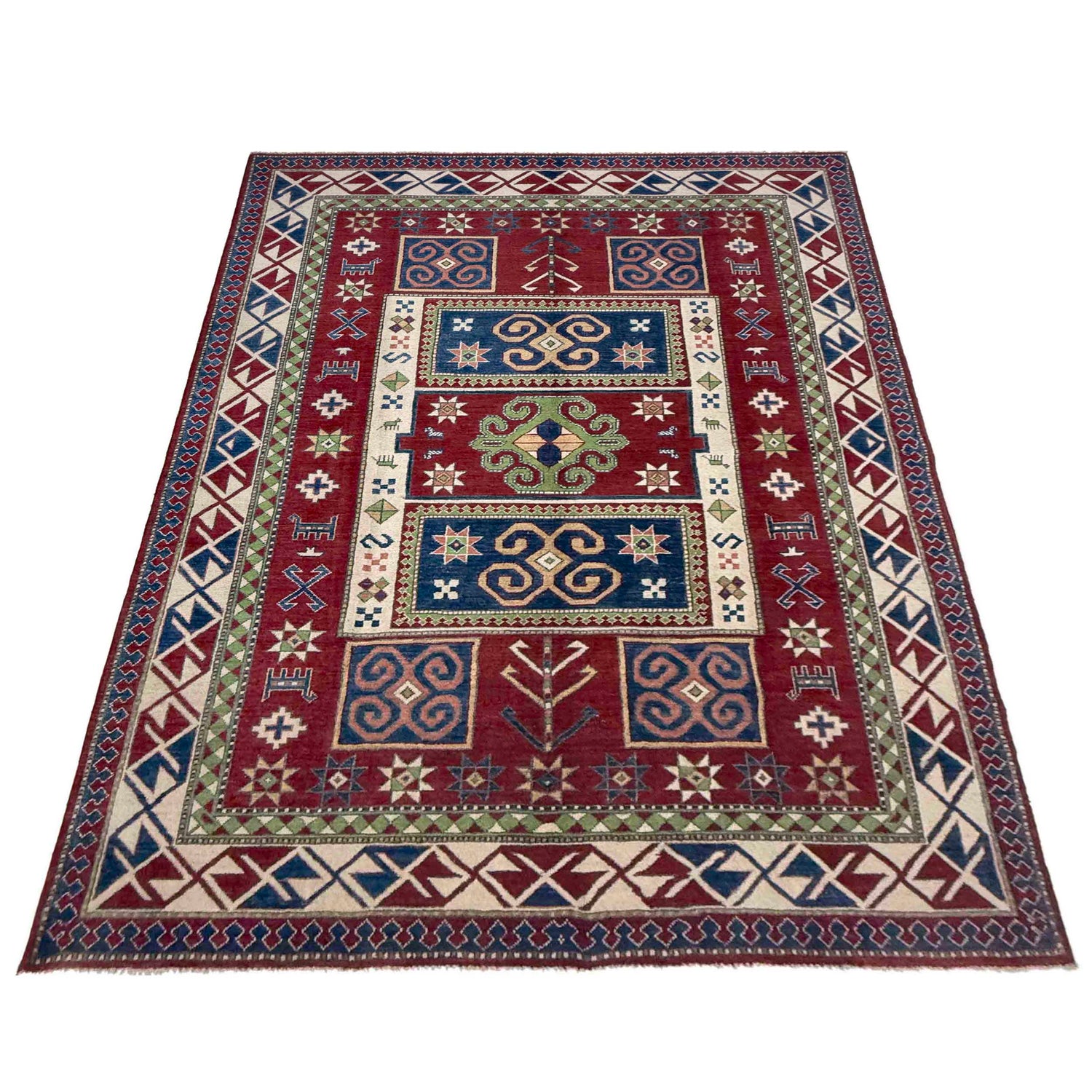 Red Color Kazak Rug 6' 4" x 9' 7" ft / 192 x 291 cm - No. R37472