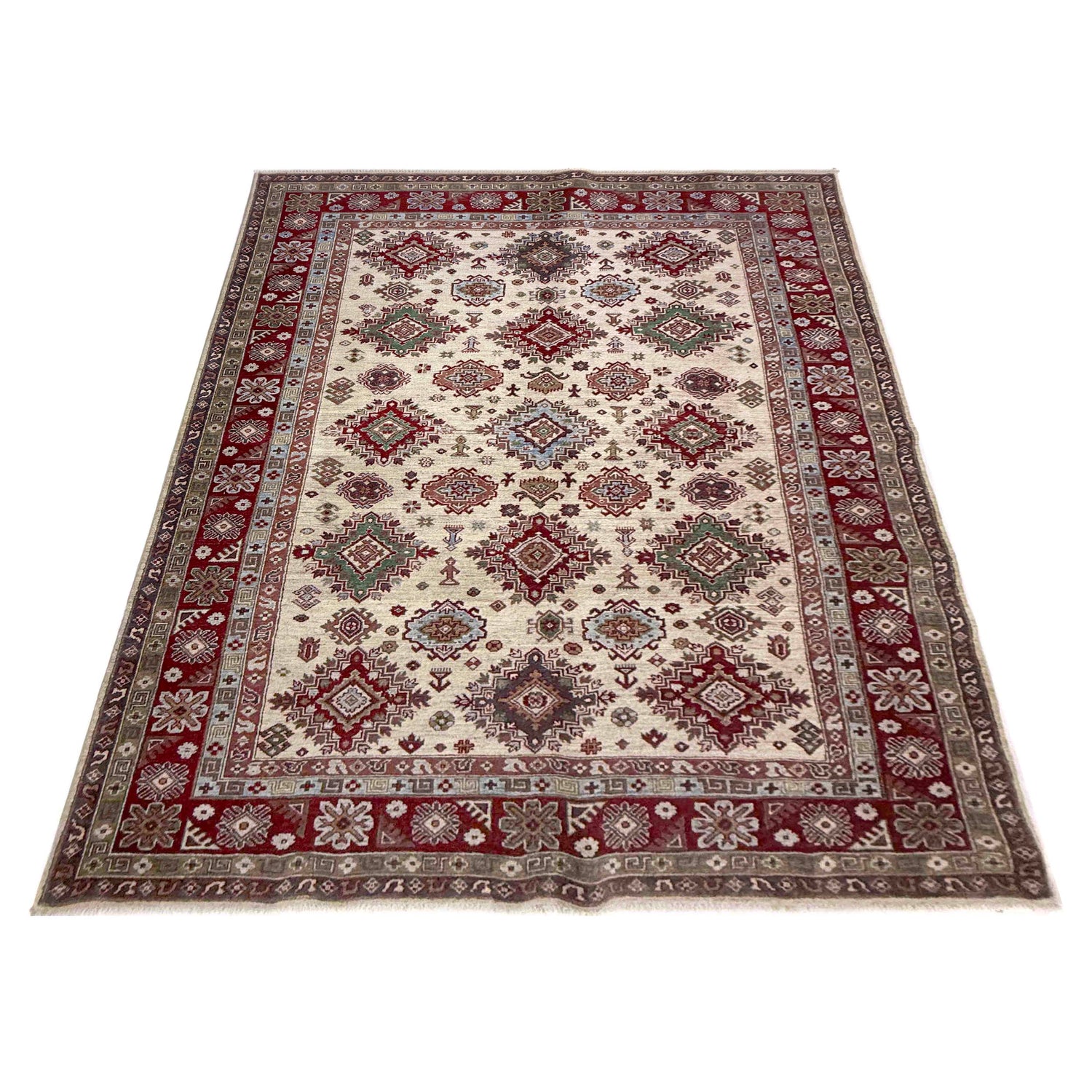 Hand Knotted Kazak Oriental Rug 6' 7" x 9' 5" ft / 200 x 287 cm - No. R37474