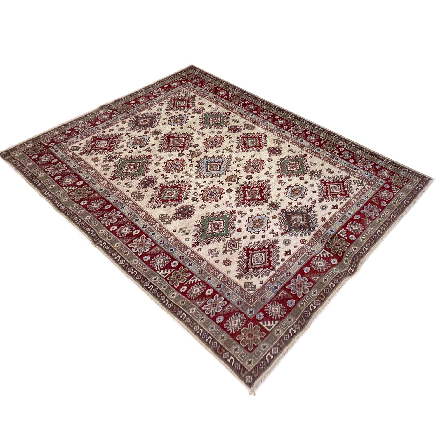 Hand Knotted Kazak Oriental Rug 6' 7" x 9' 5" ft / 200 x 287 cm - No. R37474