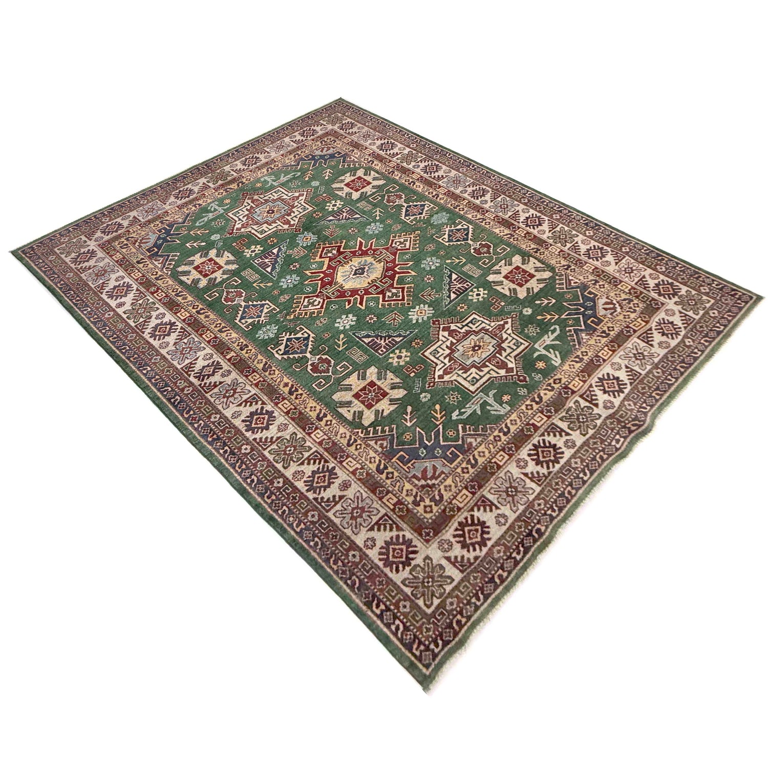 Hand knotted Kazak Carpet 6' 6" x 9' 9" ft / 197 x 296 cm - No. R37476