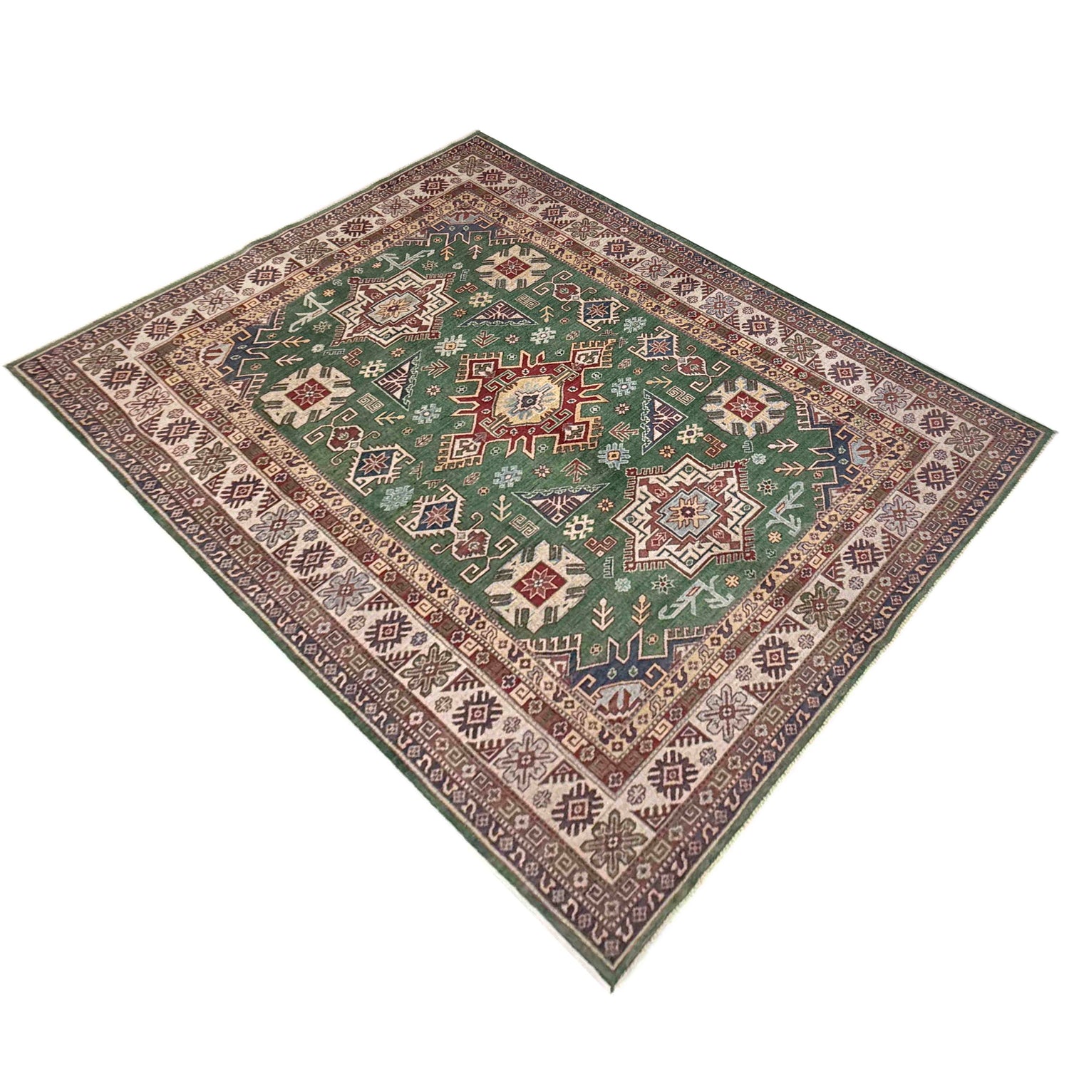 Hand knotted Kazak Carpet 6' 6" x 9' 9" ft / 197 x 296 cm - No. R37476