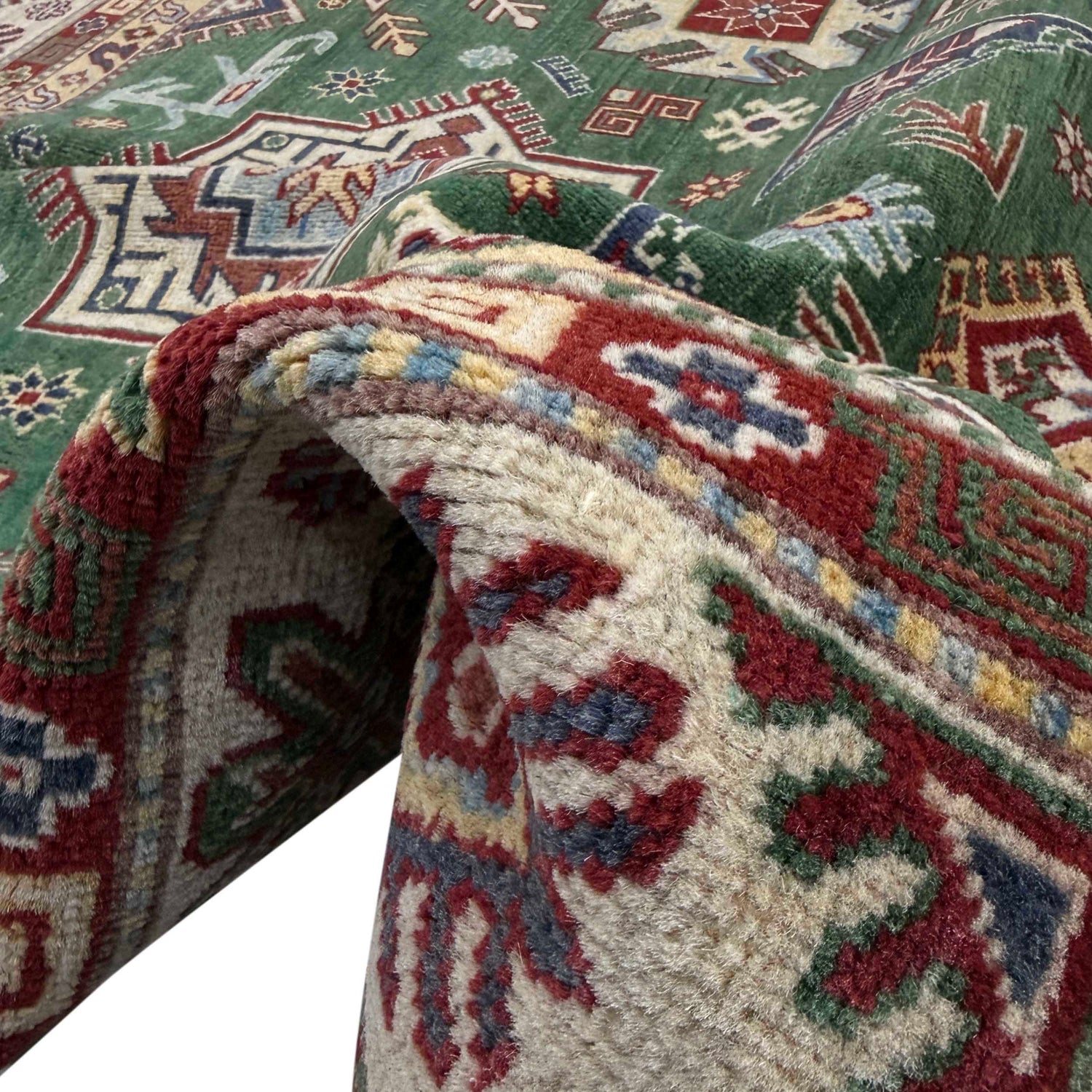 Hand knotted Kazak Carpet 6' 6" x 9' 9" ft / 197 x 296 cm - No. R37476