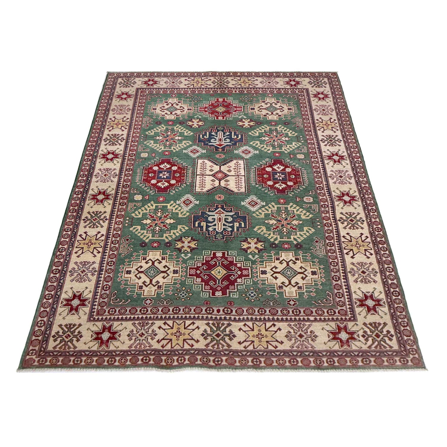 Handmade Kazak Area Rug 5' 9" x 9' 4" ft / 176 x 285 cm - No. R37478