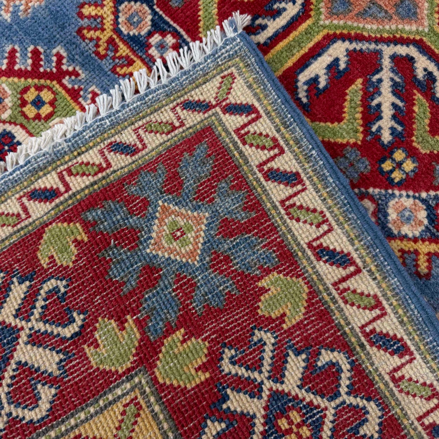 Handmade Kazak Area Rug 4' 0" x 6' 0" ft / 122 x 183 cm - No. R37480