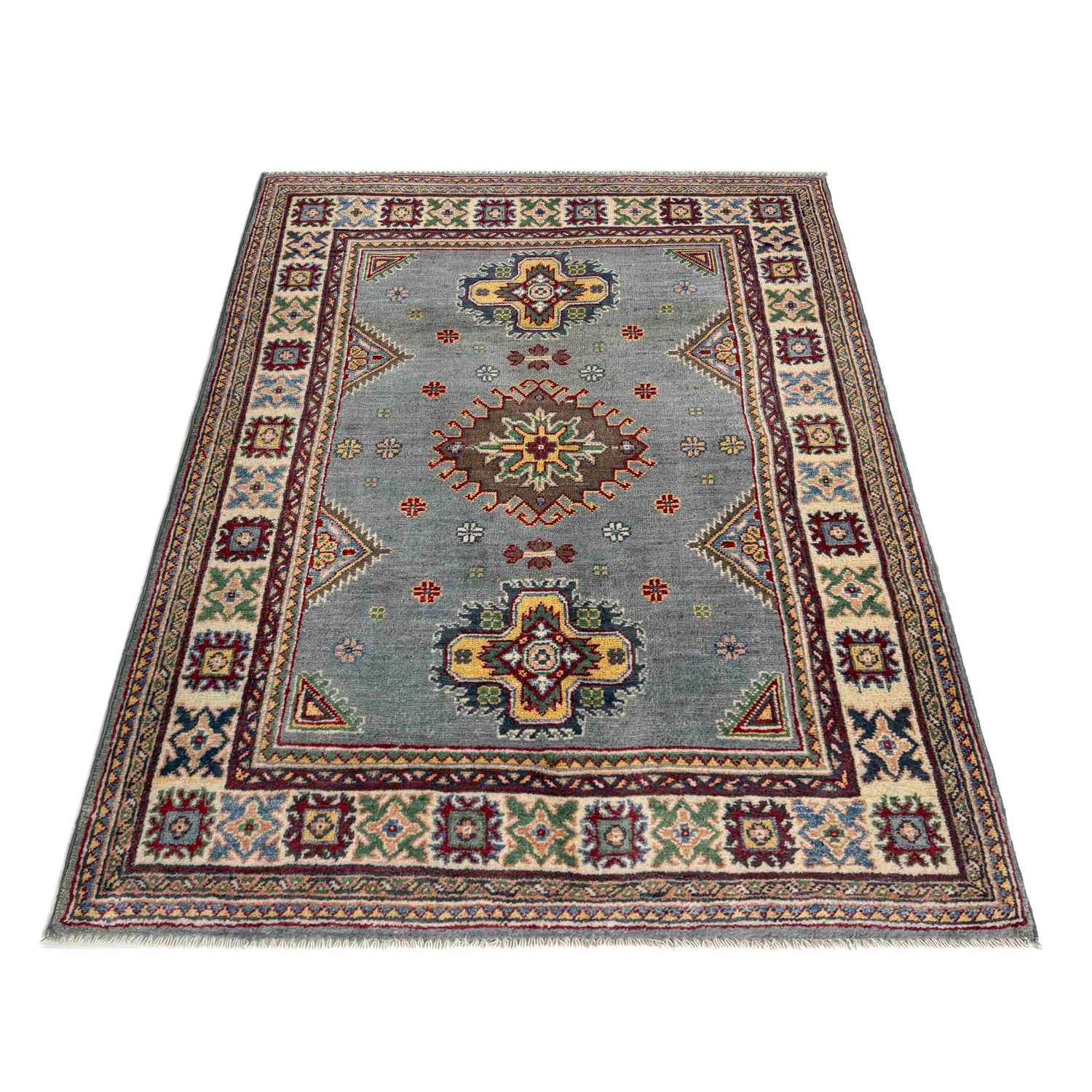 Handmade Kazak Area Rug 3' 3" x 4' 9" ft / 100 x 146 cm - No. R37481