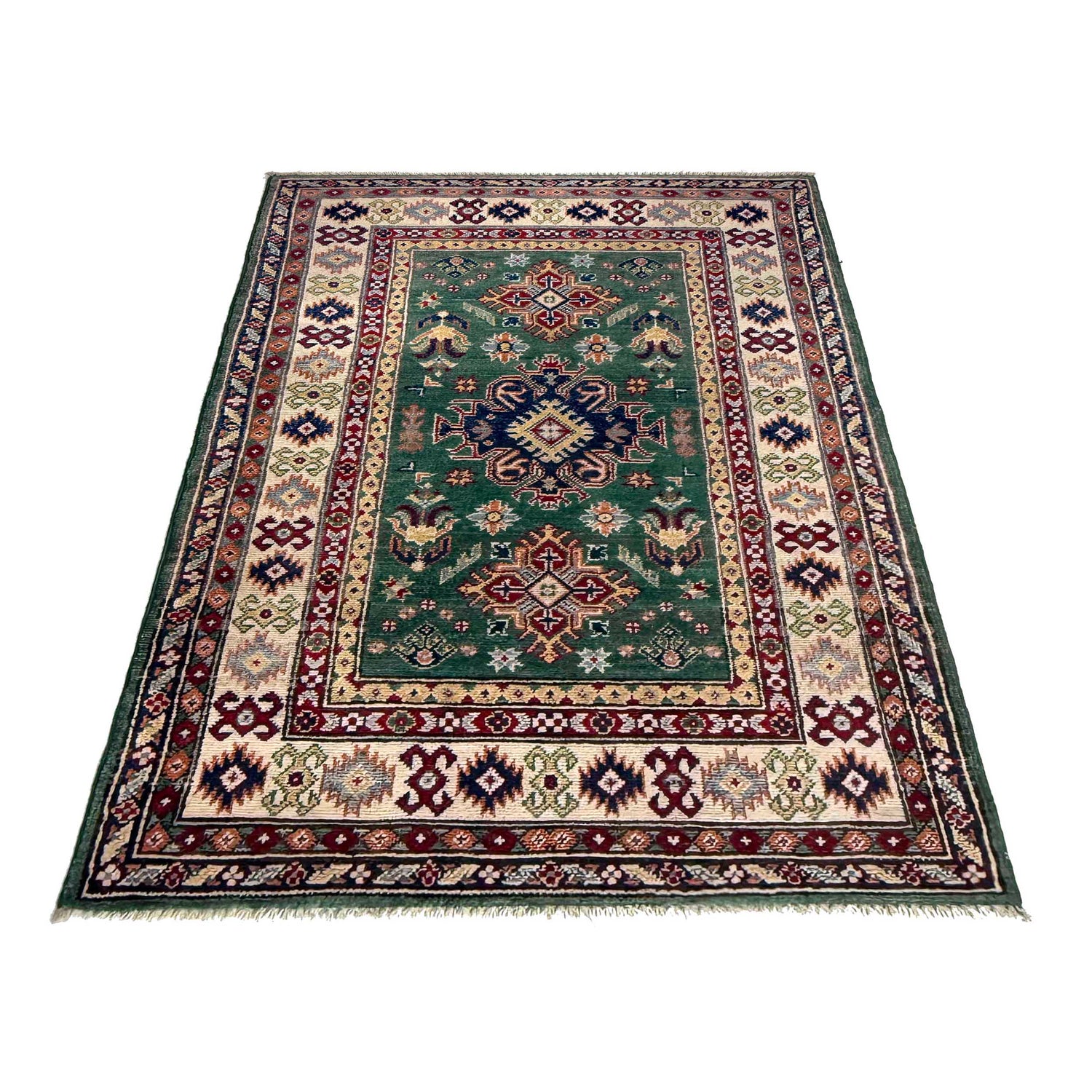 Handmade Kazak Area Rug 3' 1" x 4' 11" ft / 94 x 150 cm - No. R37482