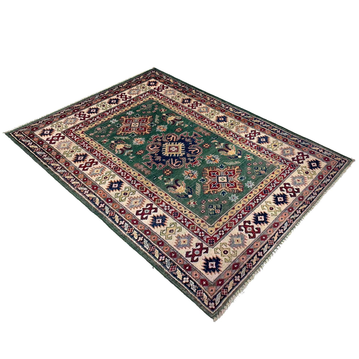 Handmade Kazak Area Rug 3' 1" x 4' 11" ft / 94 x 150 cm - No. R37482