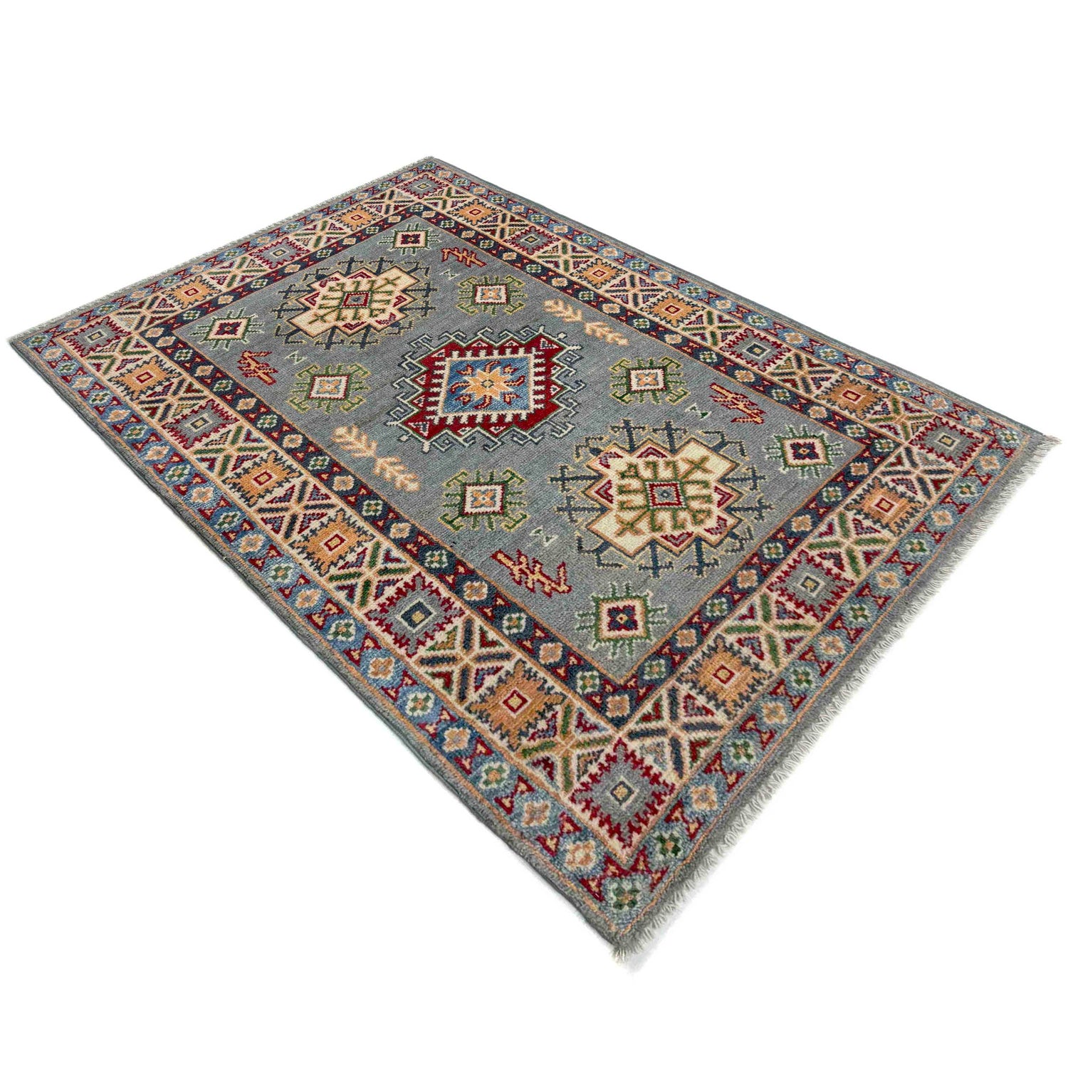 Hand Knotted Kazak Oriental Rug 2' 7" x 3' 11" ft / 80 x 119 cm - No. R37488