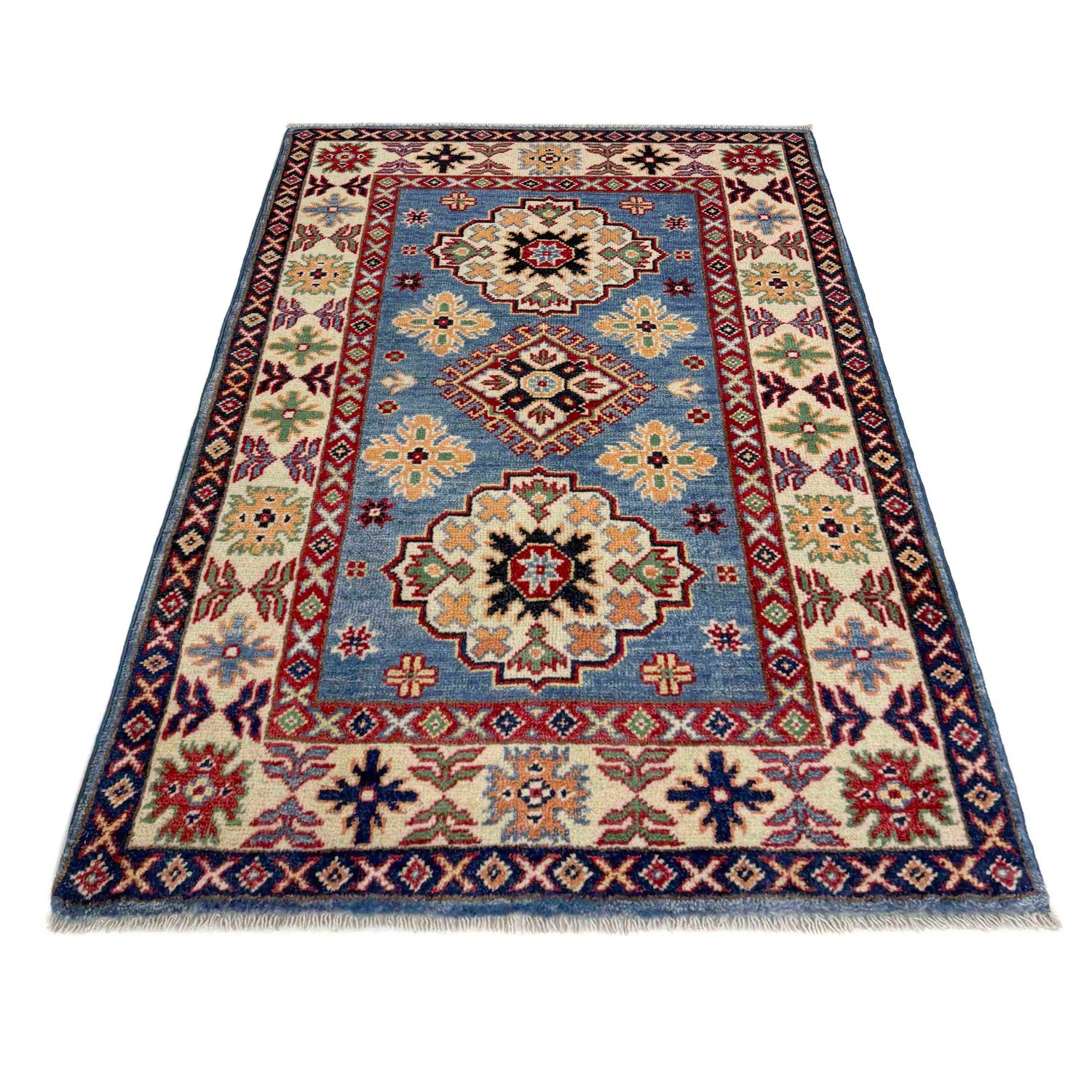 Blue Color Kazak Rug 2' 7" x 4' 3" ft / 78 x 130 cm - No. R37495