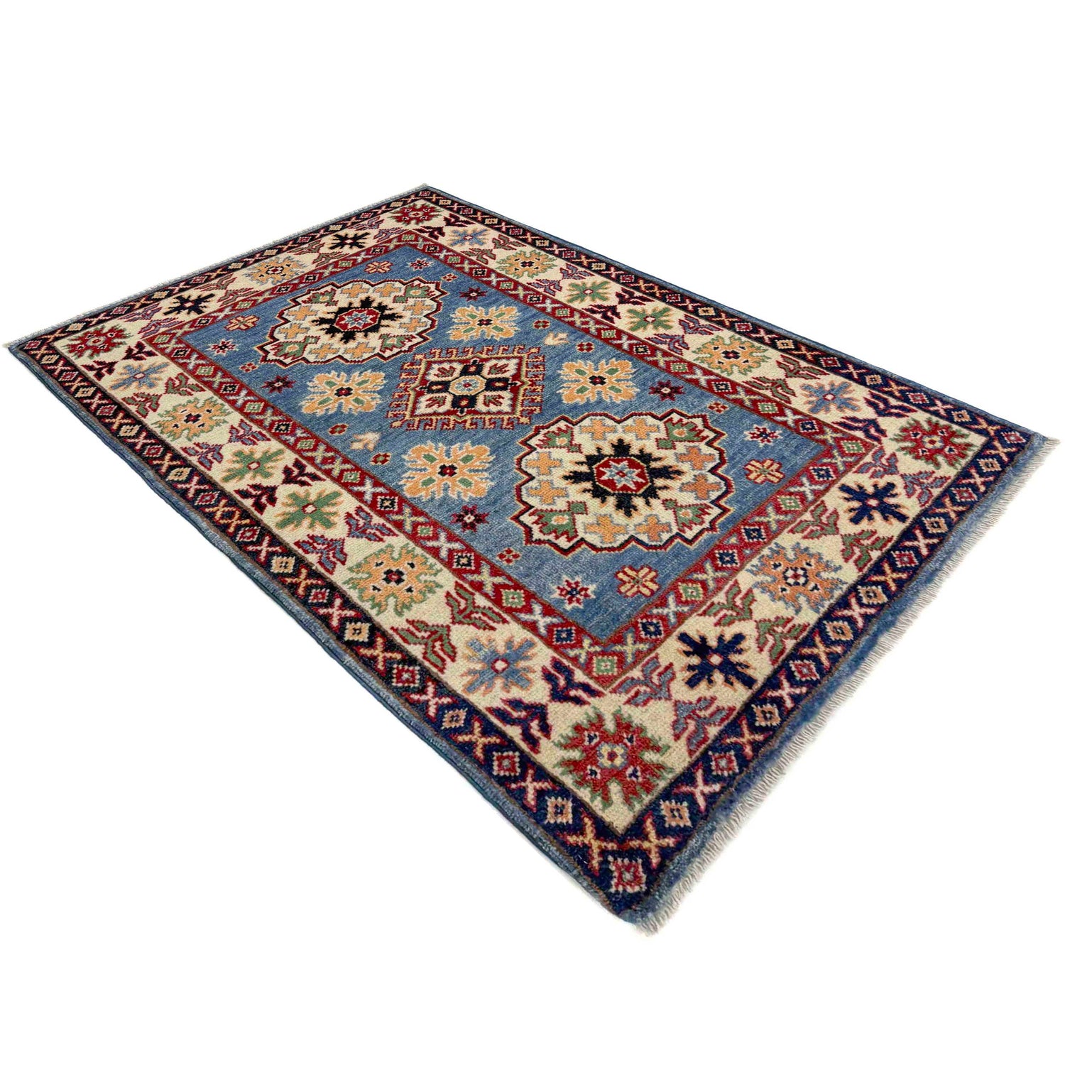 Blue Color Kazak Rug 2' 7" x 4' 3" ft / 78 x 130 cm - No. R37495