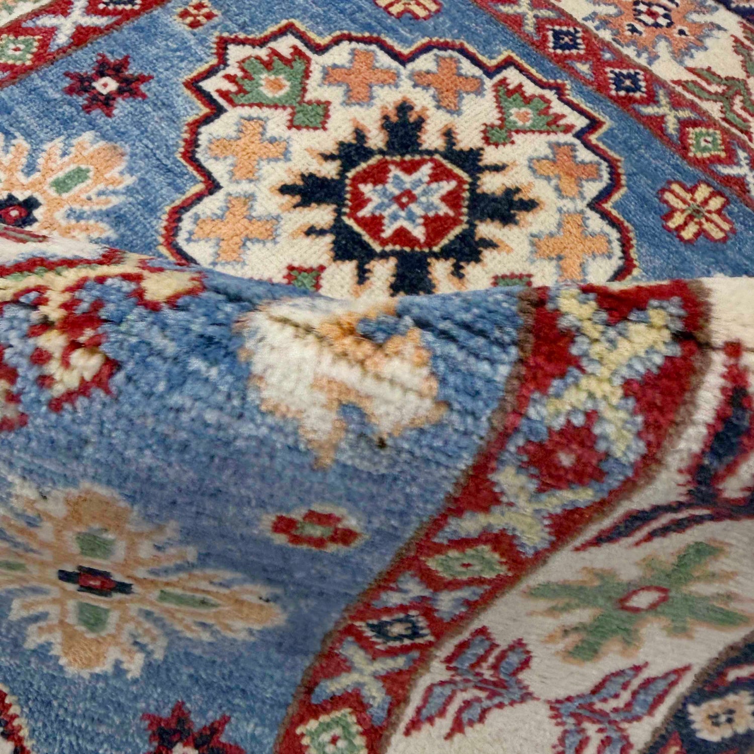 Blue Color Kazak Rug 2' 7" x 4' 3" ft / 78 x 130 cm - No. R37495