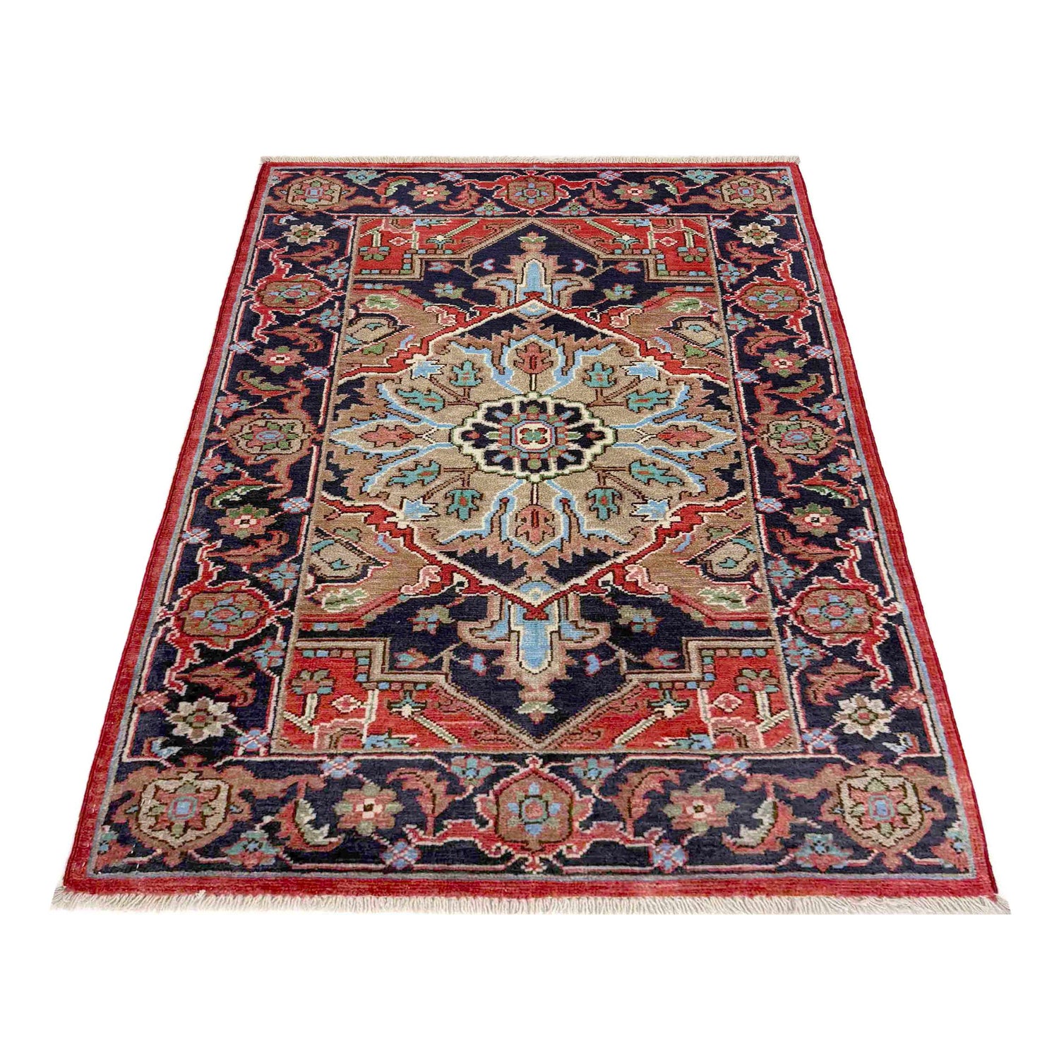Hand Knotted Heriz Rug 2' 8" x 4' 2" ft / 81 x 126 cm - No. R37496